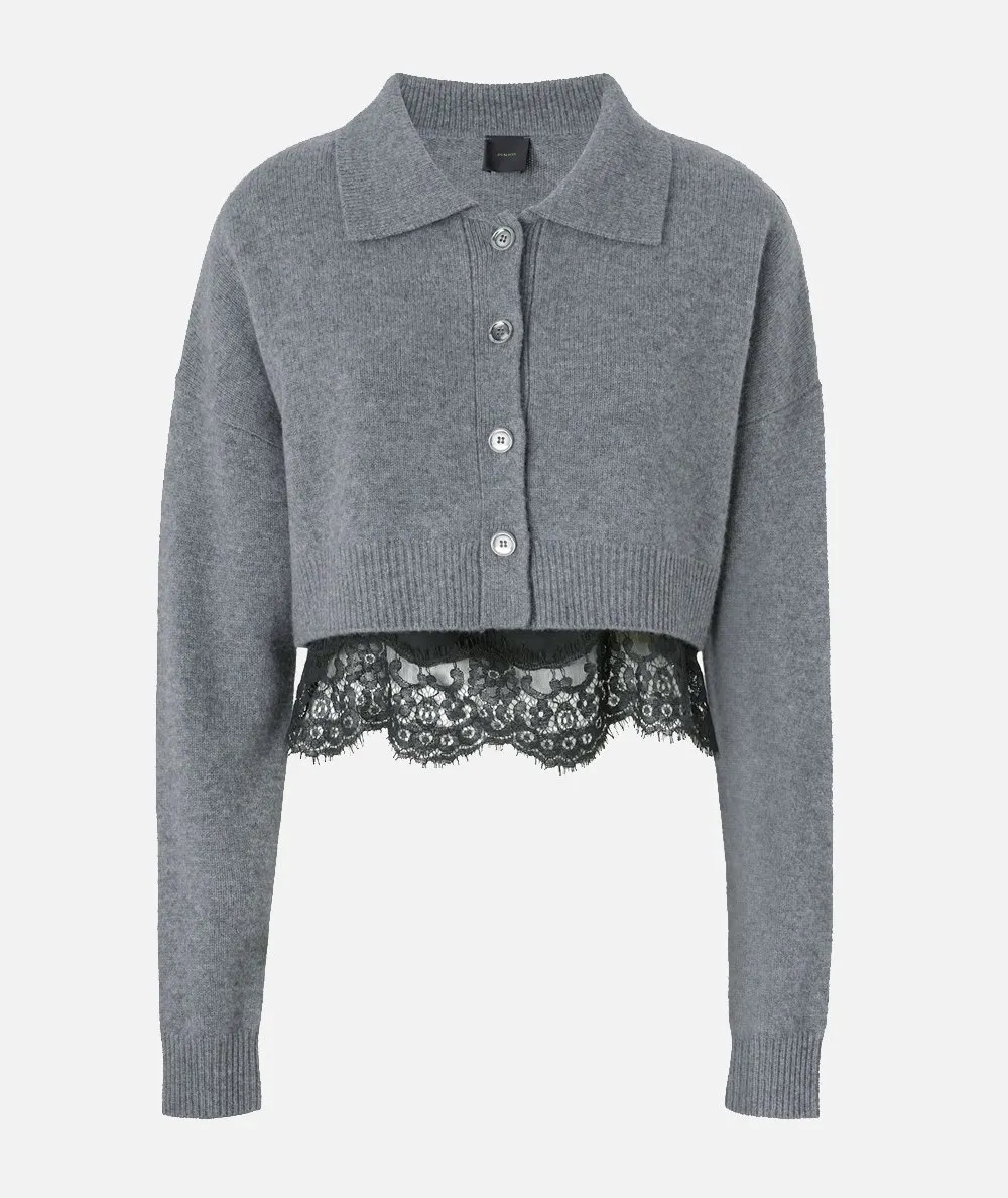 PINKO--Cardigan misto cachemire con top in satin e pizzo