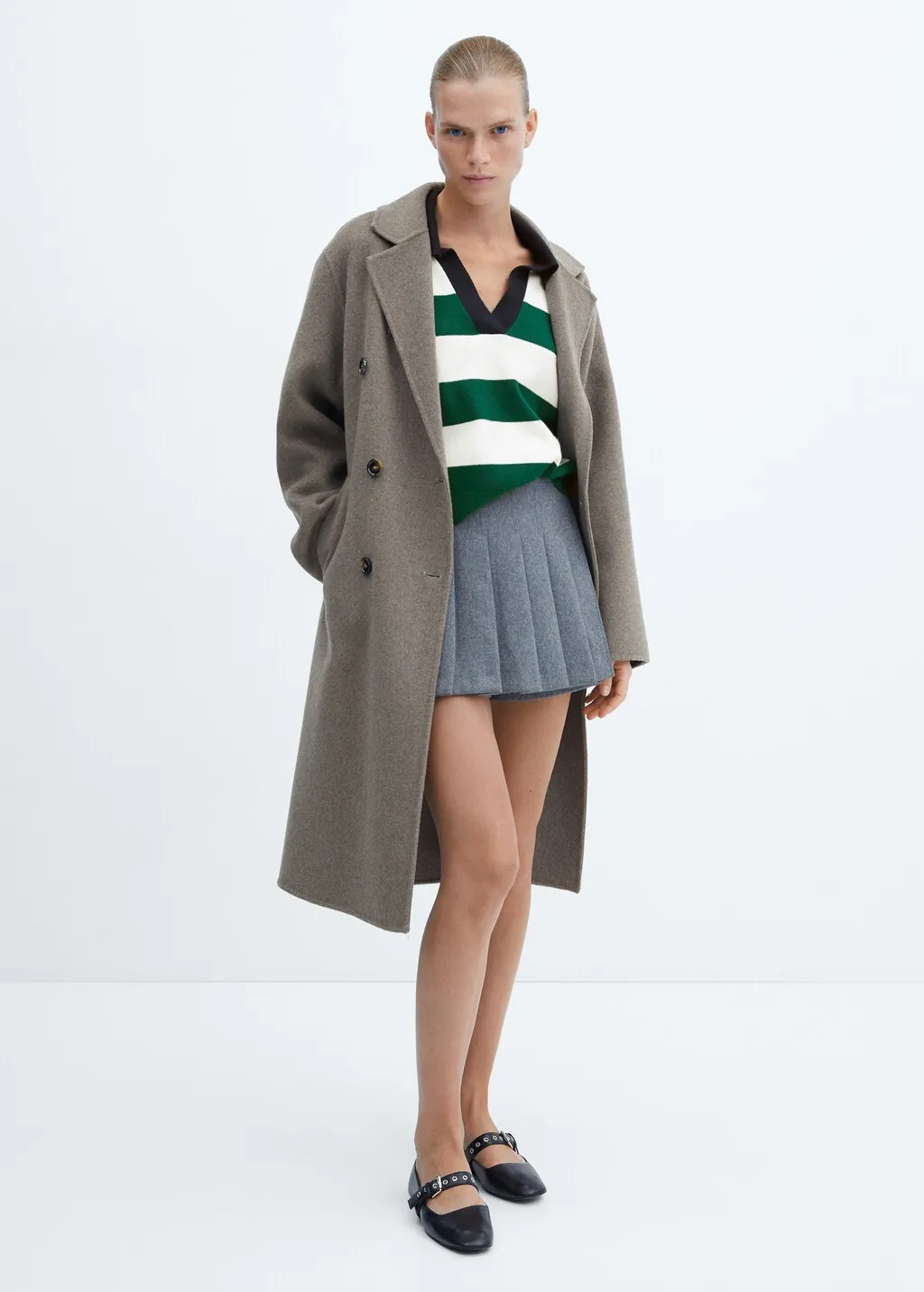 Pullover righe collo polo
