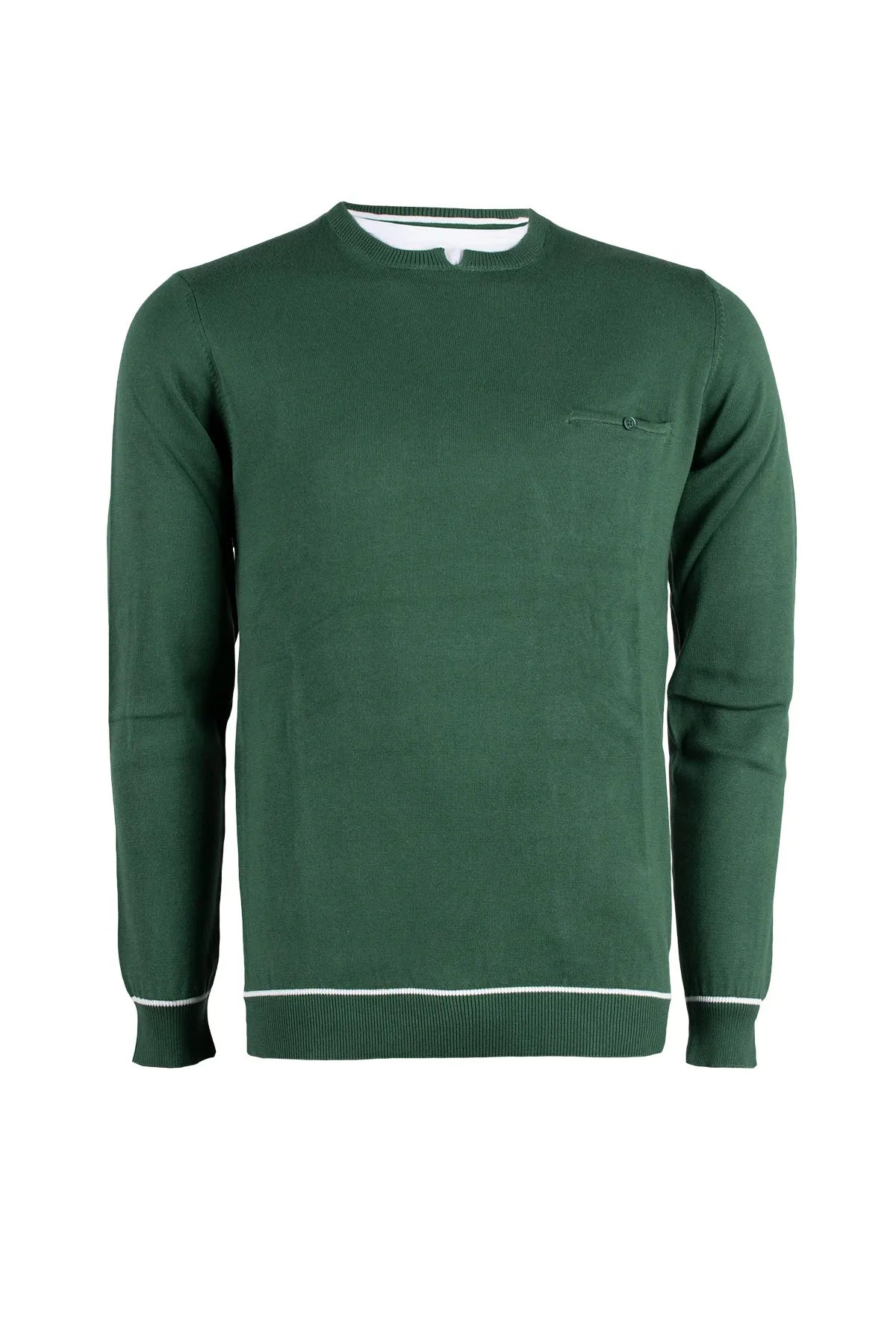 Pullover uomo girocollo con doppio collo a contrasto