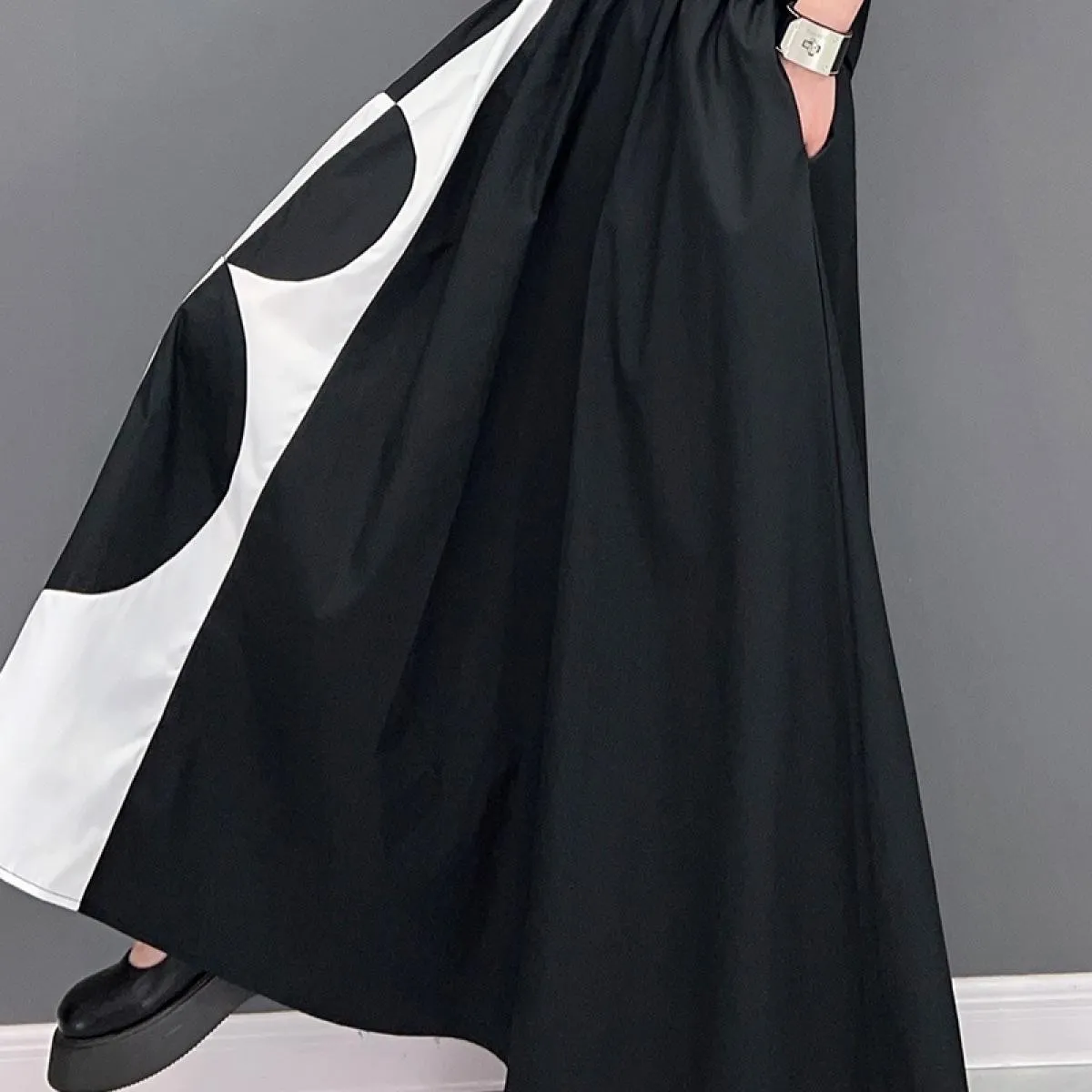 Qing Mo Moda Per Il Tempo Libero A Vita Alta Nero Bianco Splicing Gonna Donna 2023 Estate Il Nuovo Marchio Alla Moda Gonna di Gr