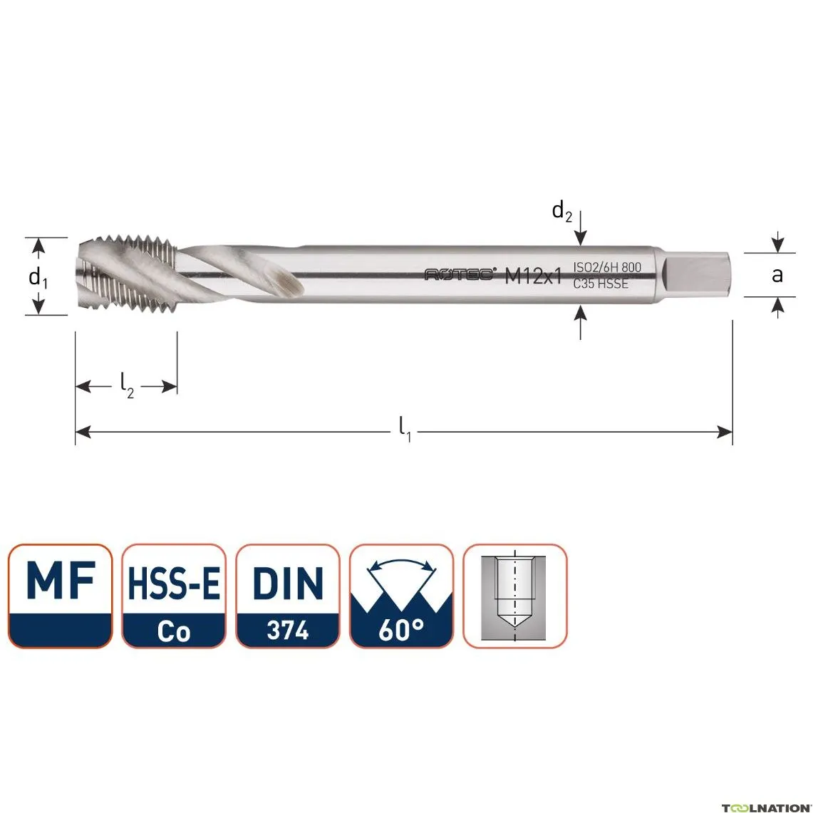 Rotec 335.2415C HSS-E 800 maschiatura a macchina BL DIN 374C/40° MF24x1,5