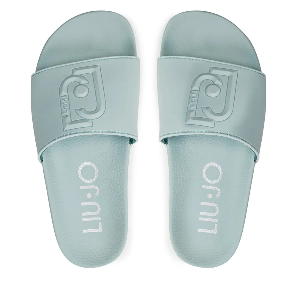 Scarpe Donna LIU JO Kos 16 Ciabatte in Gomma Azzurra con Maxi Logo