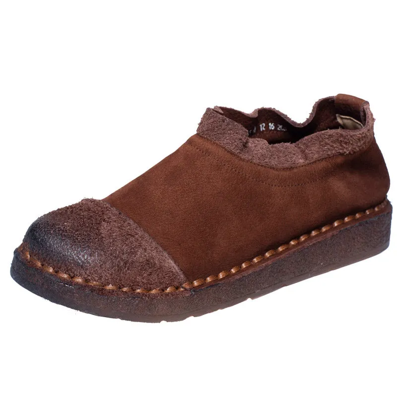Scarpe piatte morbide in pelle bovina retrò autunno donna