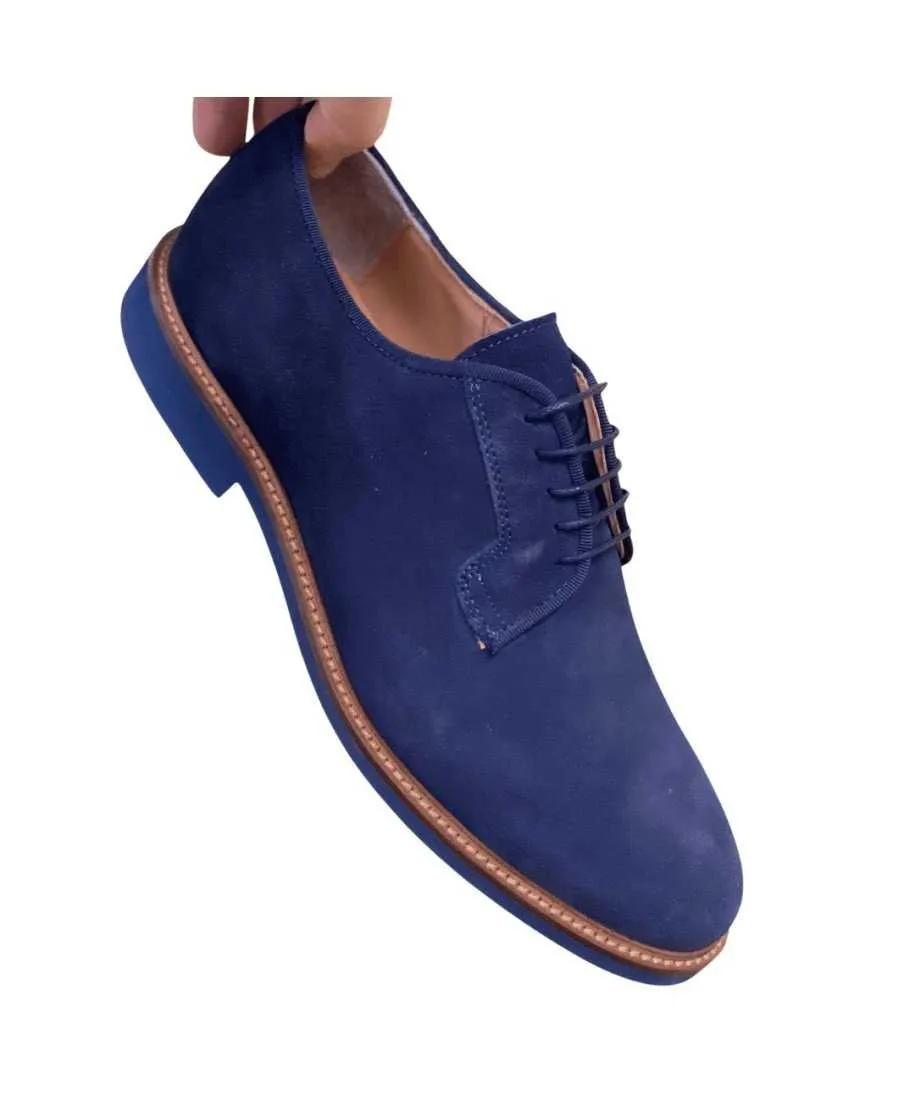 Scarpe uomo allacciate - Blu - Vera pelle