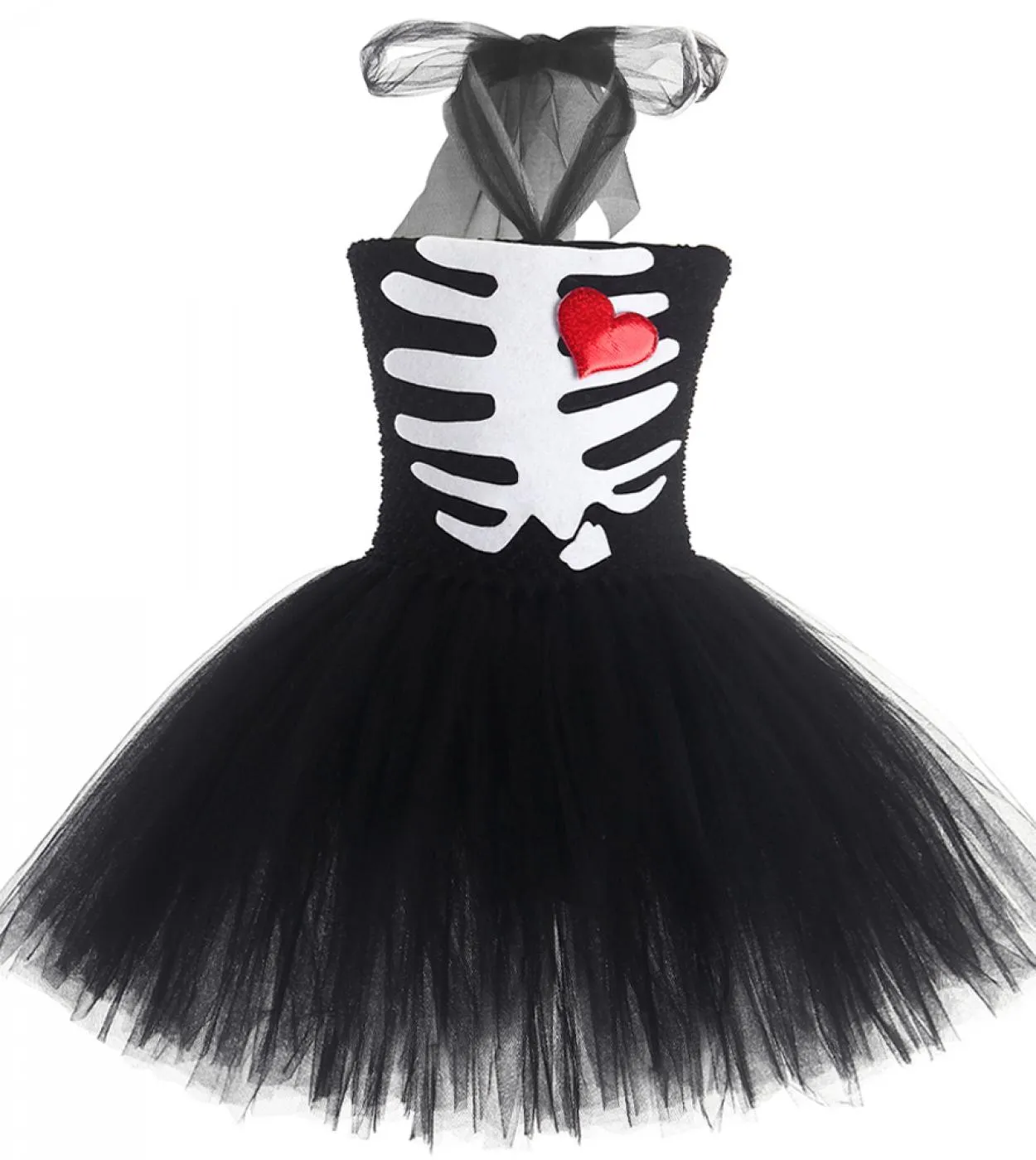 Scheletro di Halloween Sposa Cosutmes per ragazze Zombie Tutu Dress For Kids Spooky Scary Outfit Bambini Horror Pageant Ball