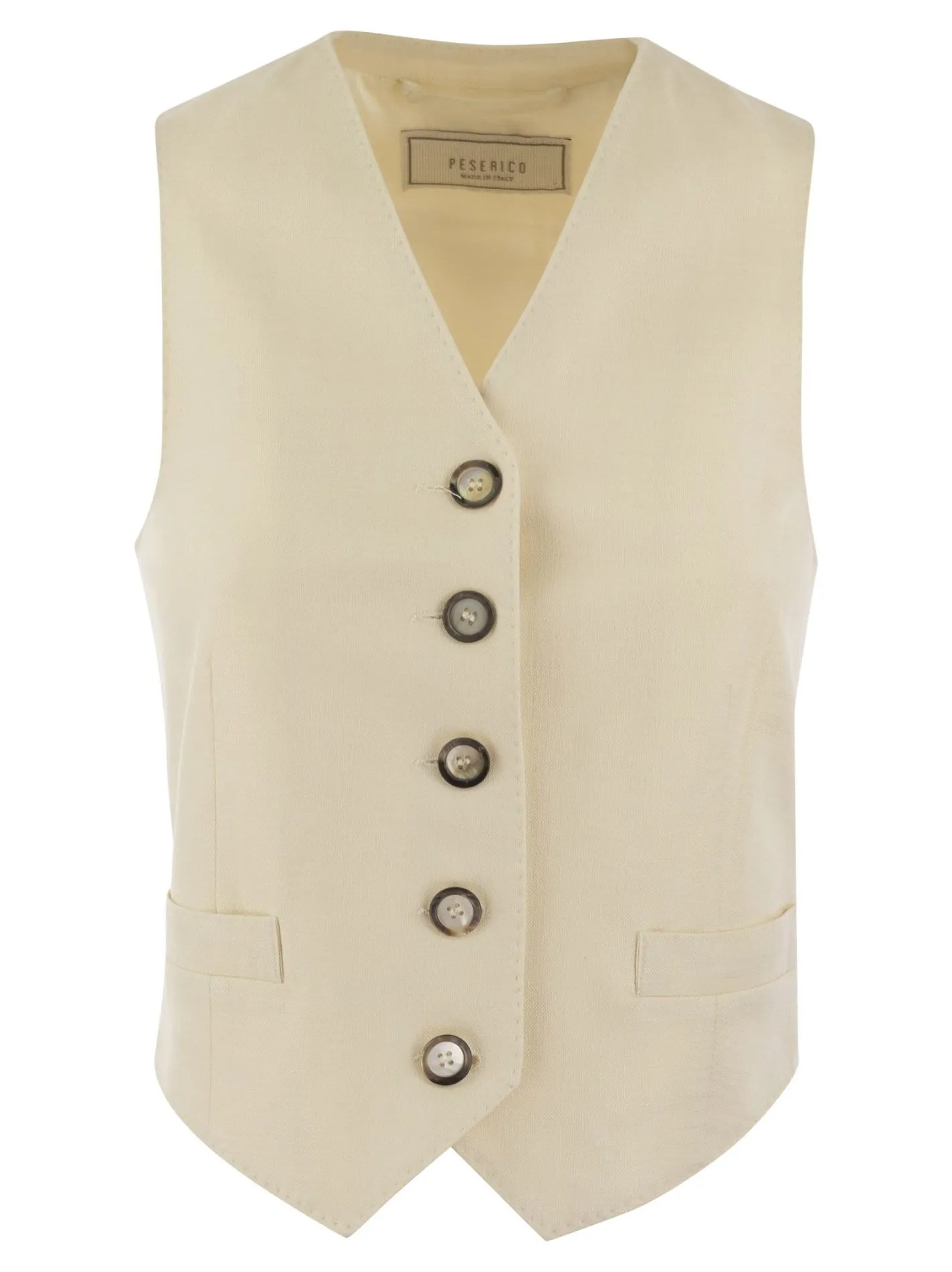 Single-breasted waistcoat in stretch viscose-blend canvas