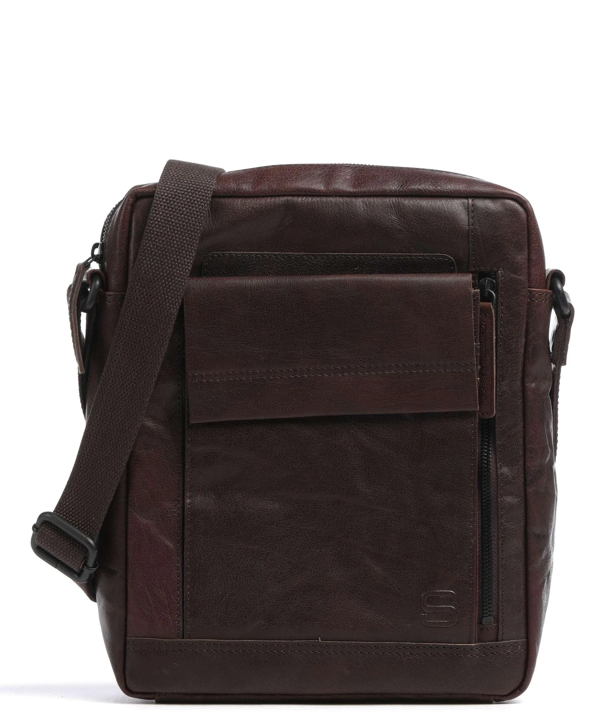  Spikes & Sparrow Bronco Borsa a tracolla 12″ pelle a grana fine marrone scuro  