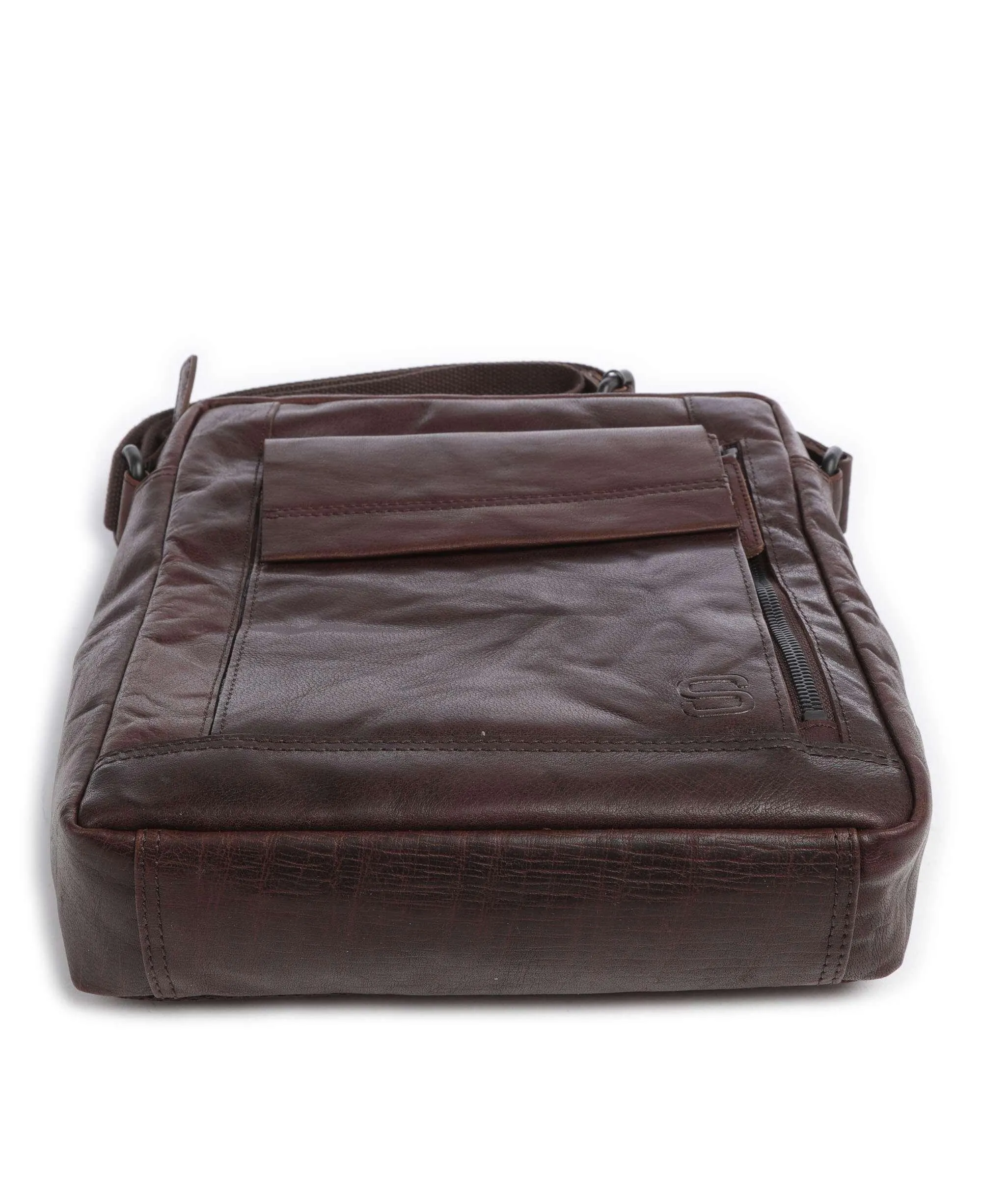  Spikes & Sparrow Bronco Borsa a tracolla 12″ pelle a grana fine marrone scuro  