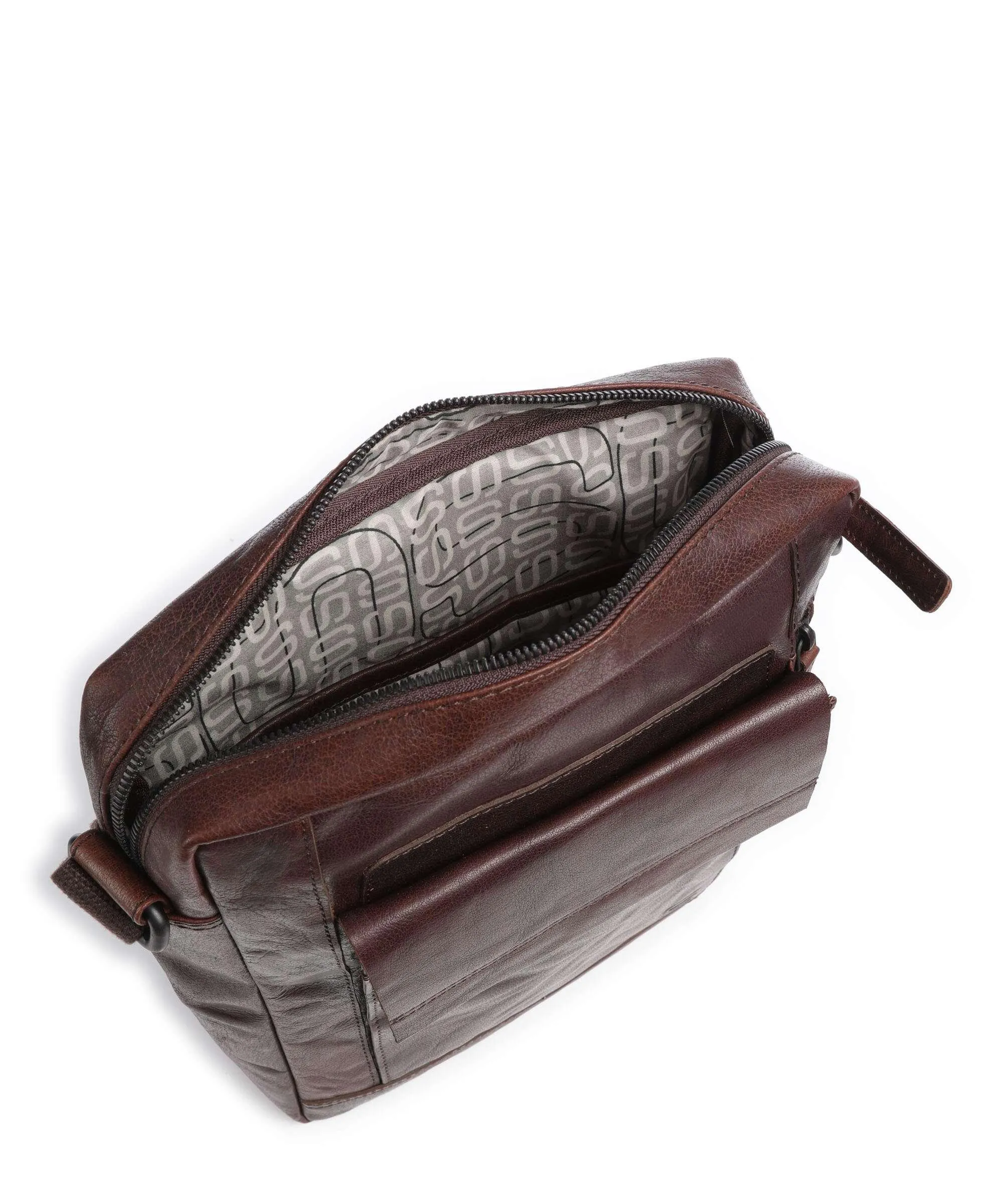  Spikes & Sparrow Bronco Borsa a tracolla 12″ pelle a grana fine marrone scuro  