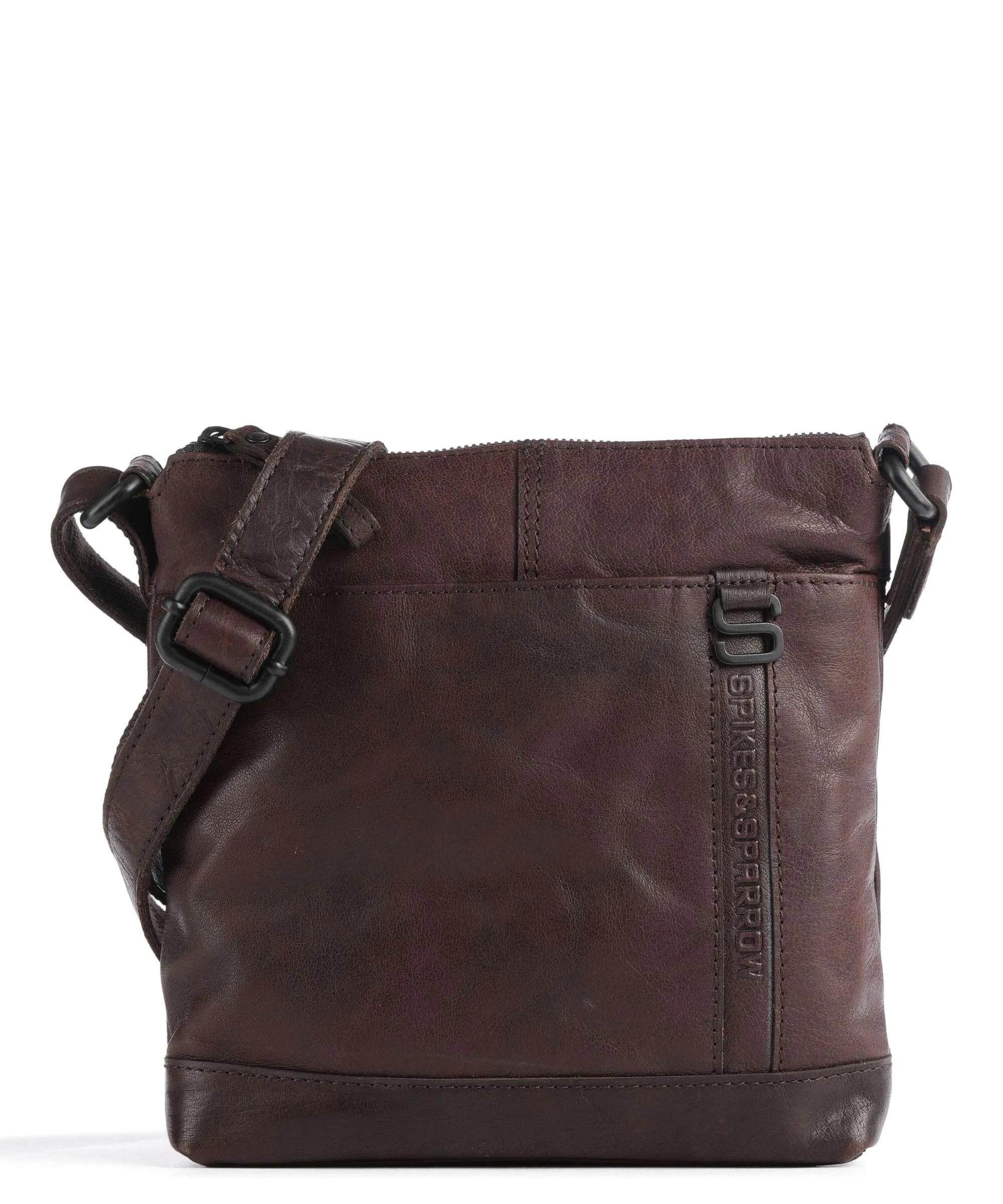  Spikes & Sparrow Bronco Borsa a tracolla pelle a grana fine marrone scuro  