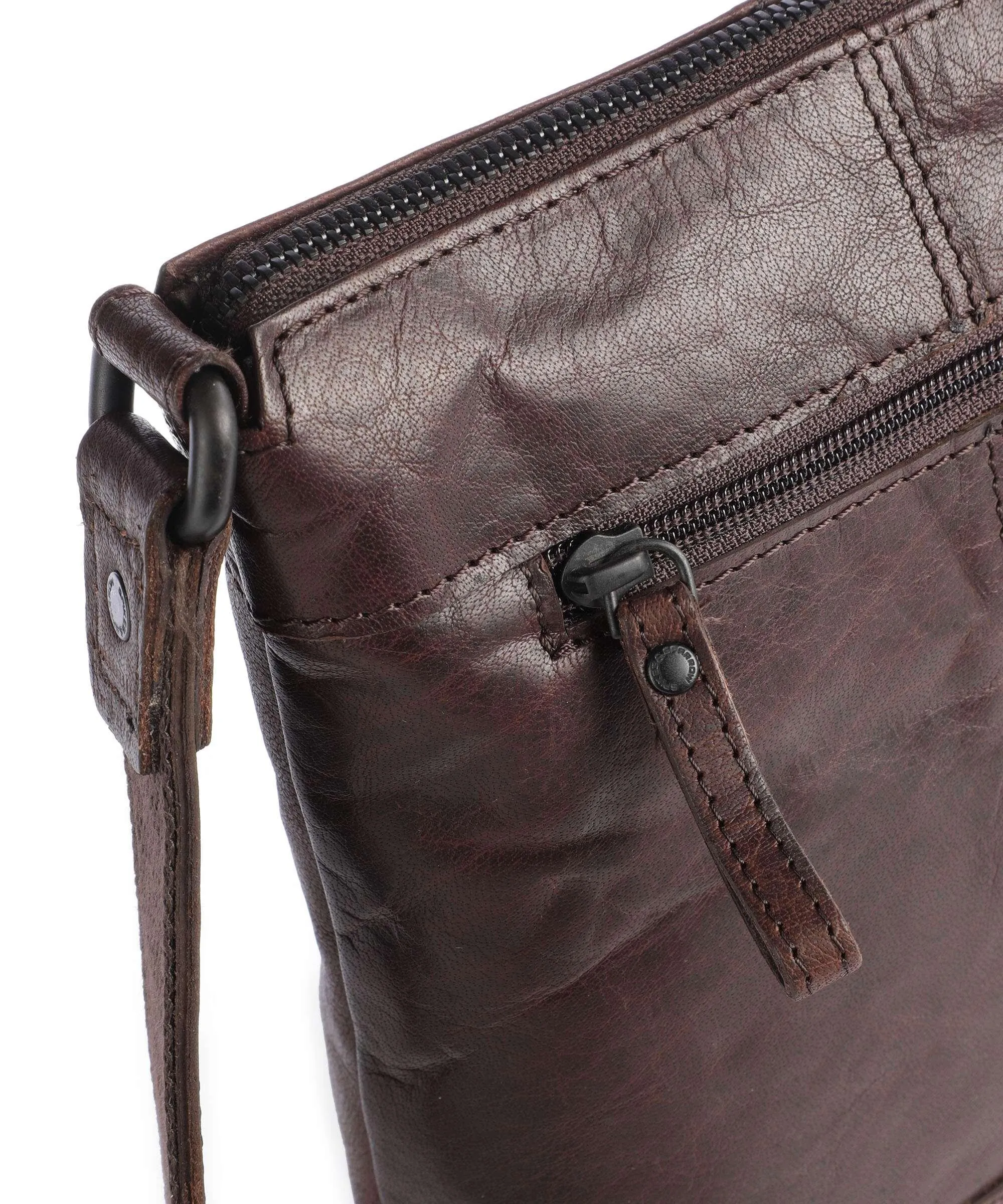  Spikes & Sparrow Bronco Borsa a tracolla pelle a grana fine marrone scuro  