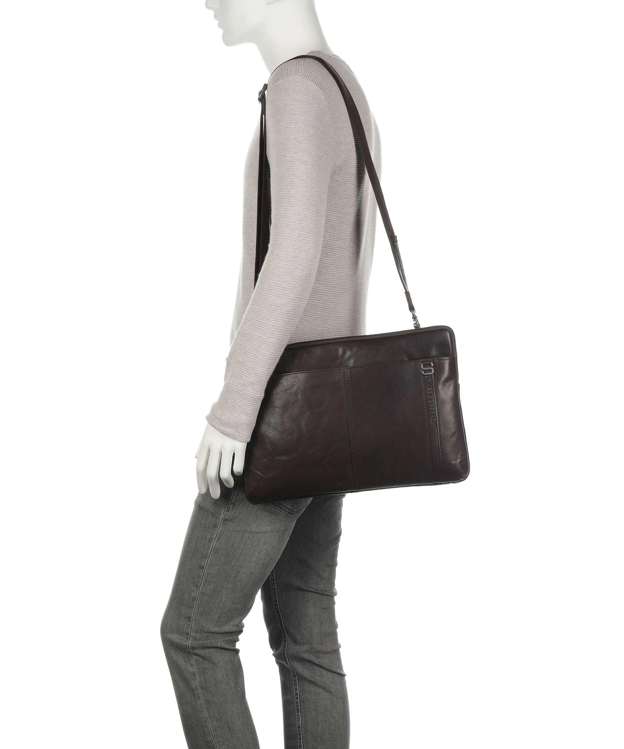  Spikes & Sparrow Bronco Borsa porta pc 15″ pelle a grana fine marrone scuro  