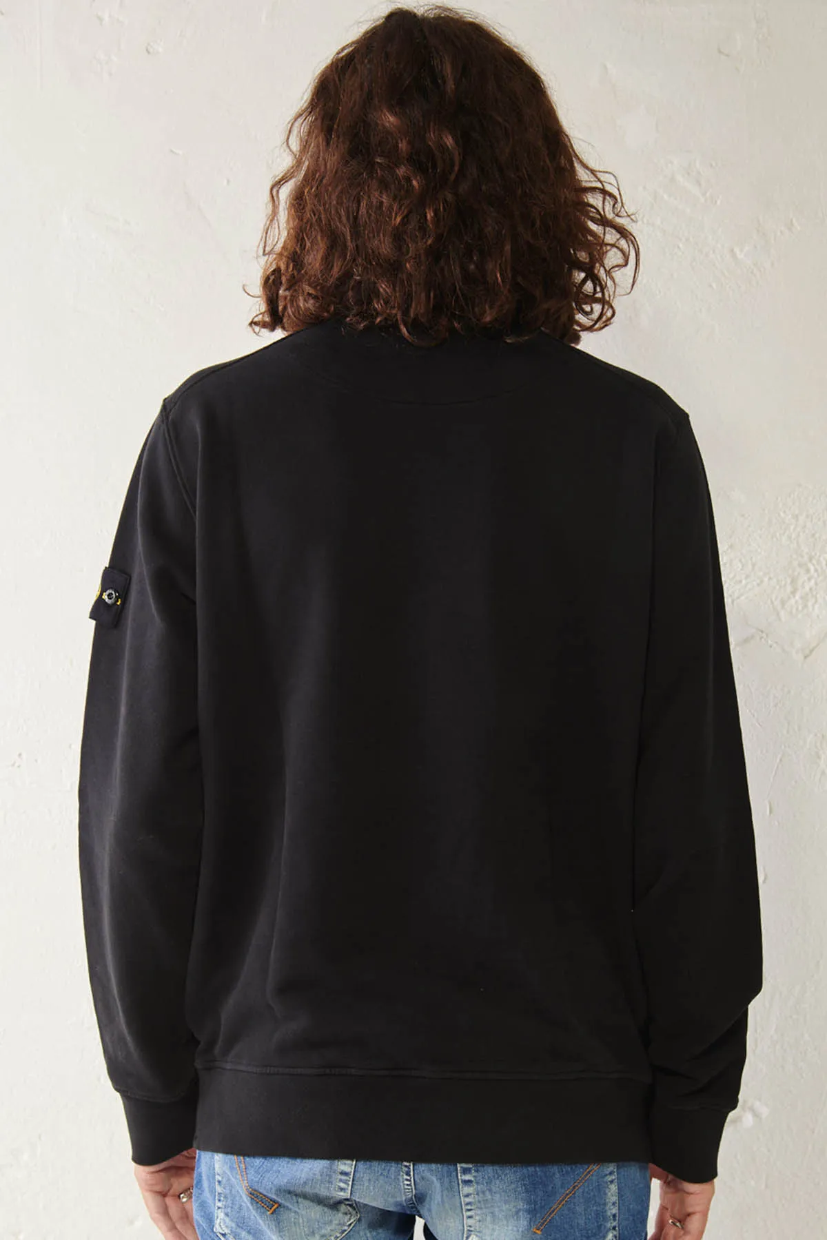 STONE ISLAND Felpa girocollo in cotone tinto in capo