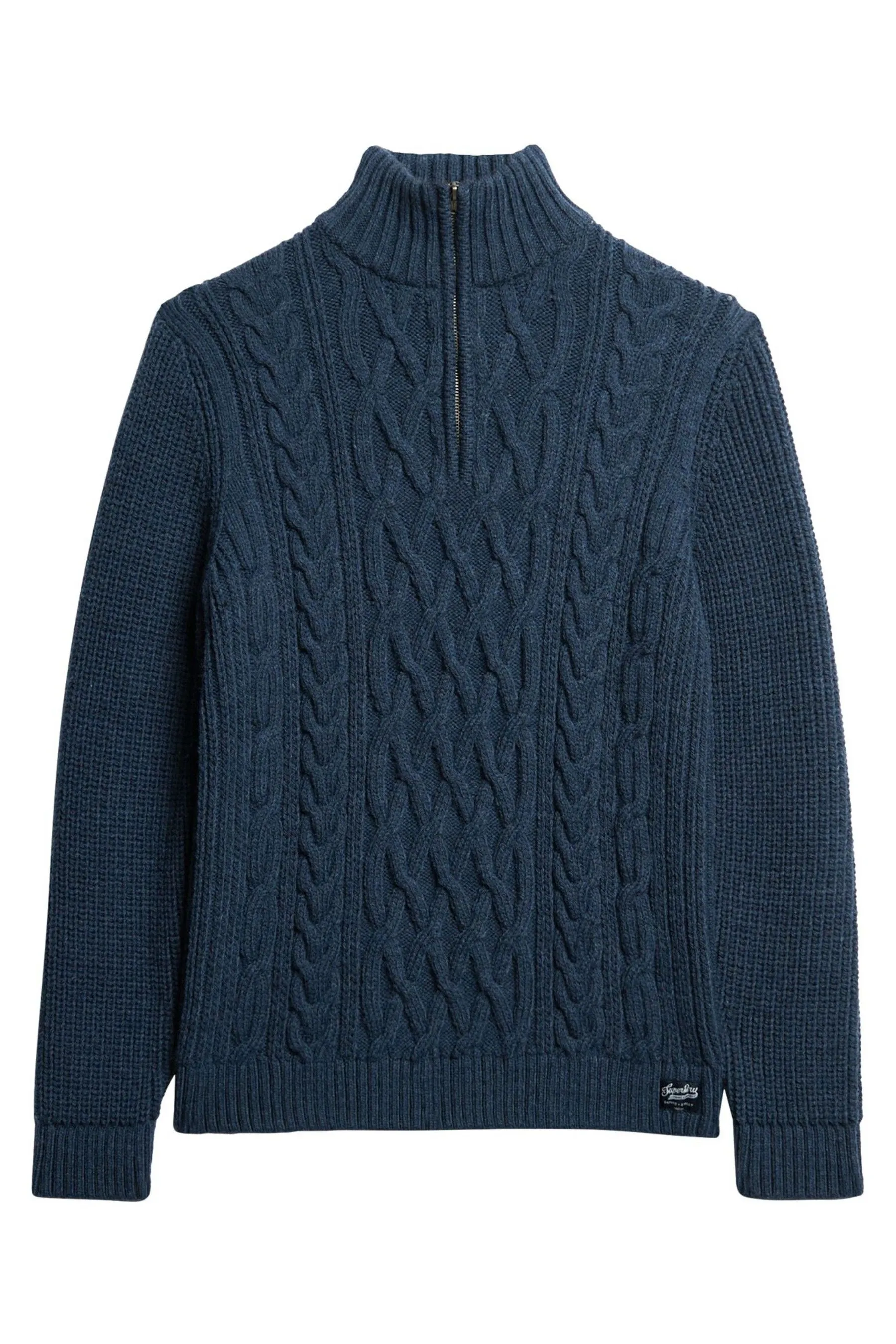 Superdry Jacob Maglione con mezza zip in maglia a trecce    