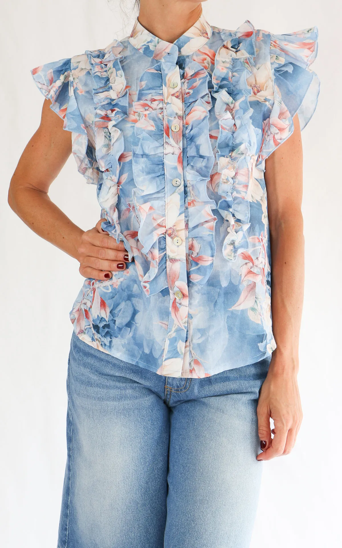 Susymix – Camicia cotone con rouches – Jeans