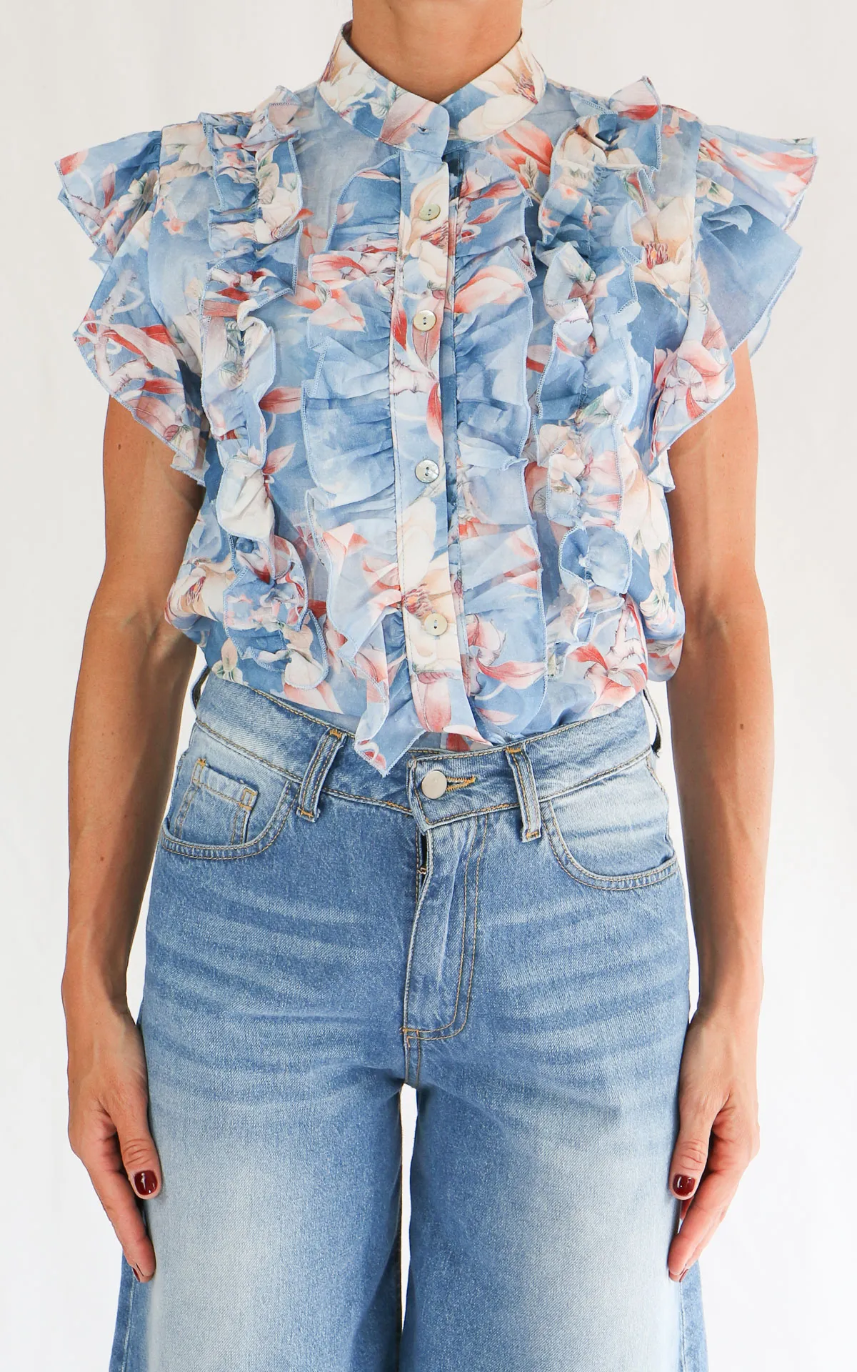 Susymix – Camicia cotone con rouches – Jeans