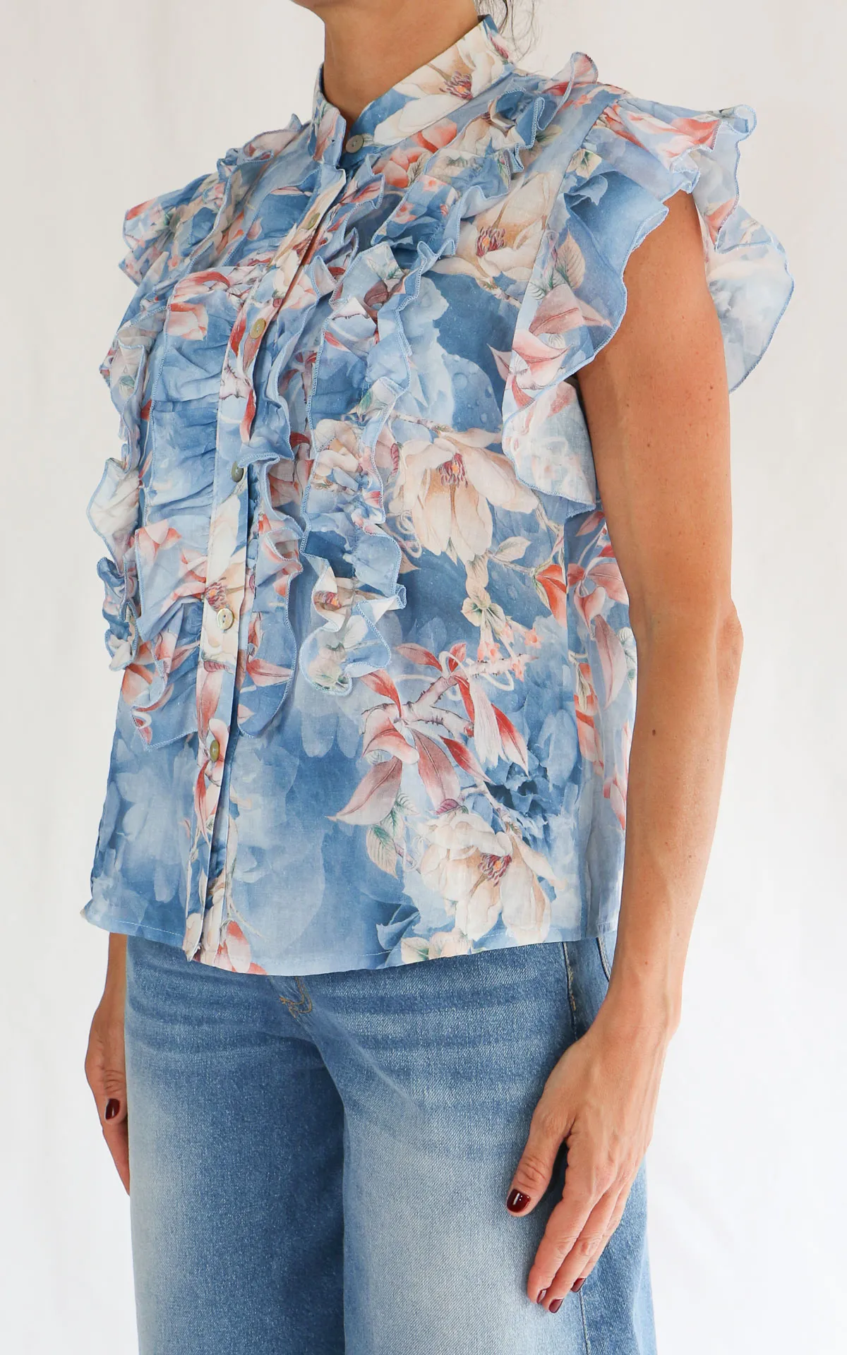 Susymix – Camicia cotone con rouches – Jeans