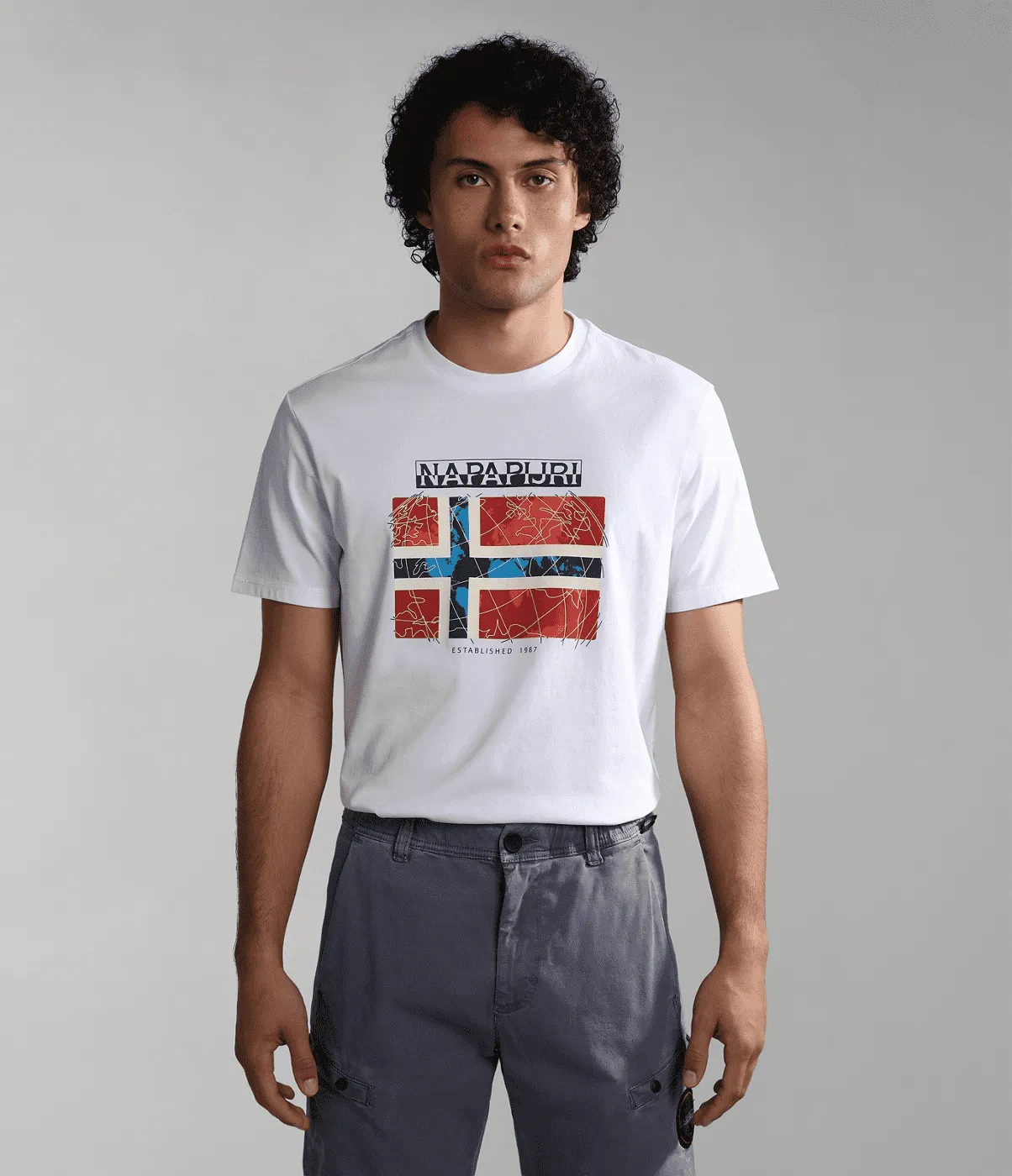 T-SHIRT A MANICA CORTA DA UOMO NAPAPIJRI S-GUIRO BRIGHTWHITE 002 NP0A4H22 002
