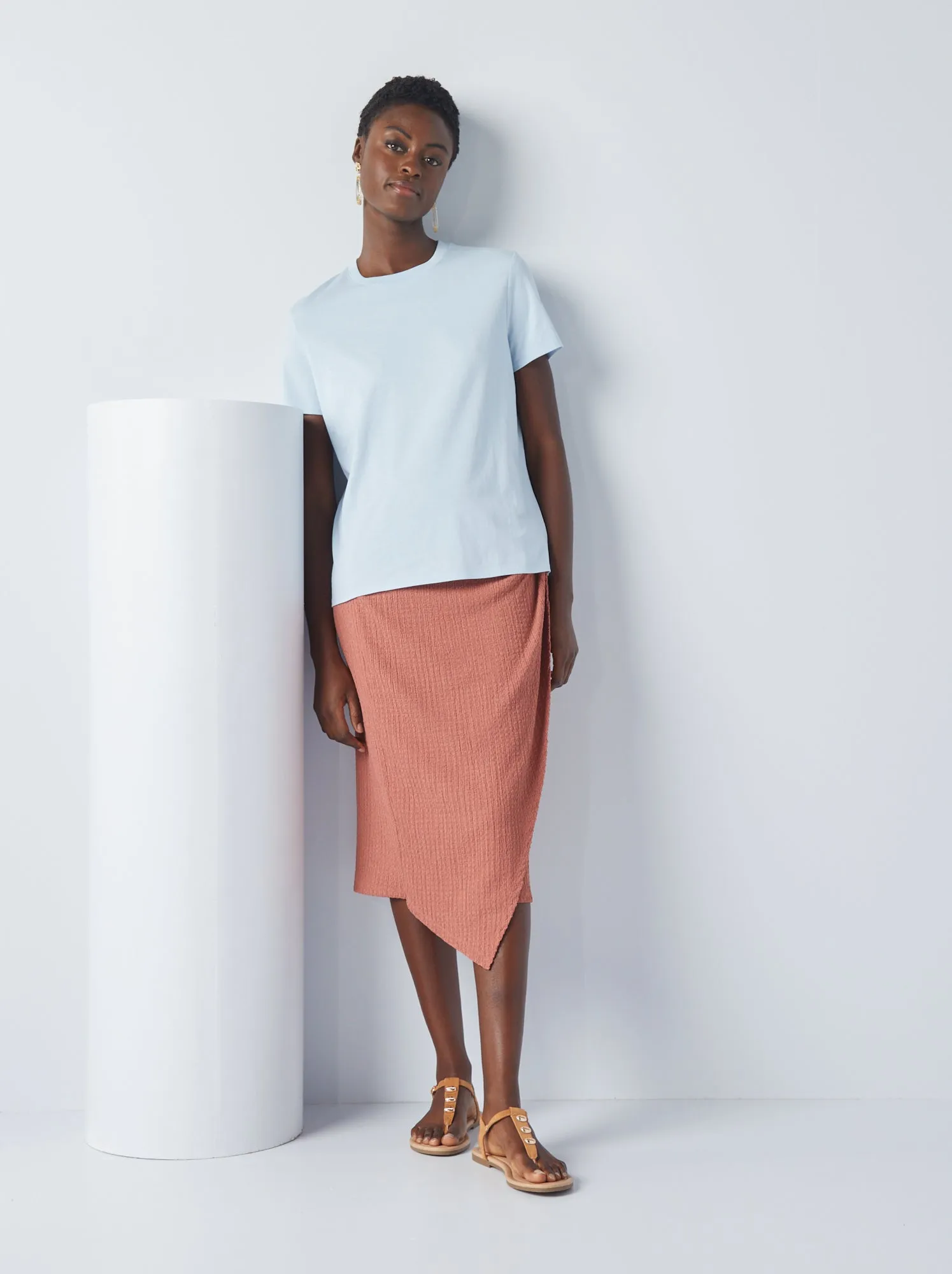 T-shirt tinta unita in jersey - BLU