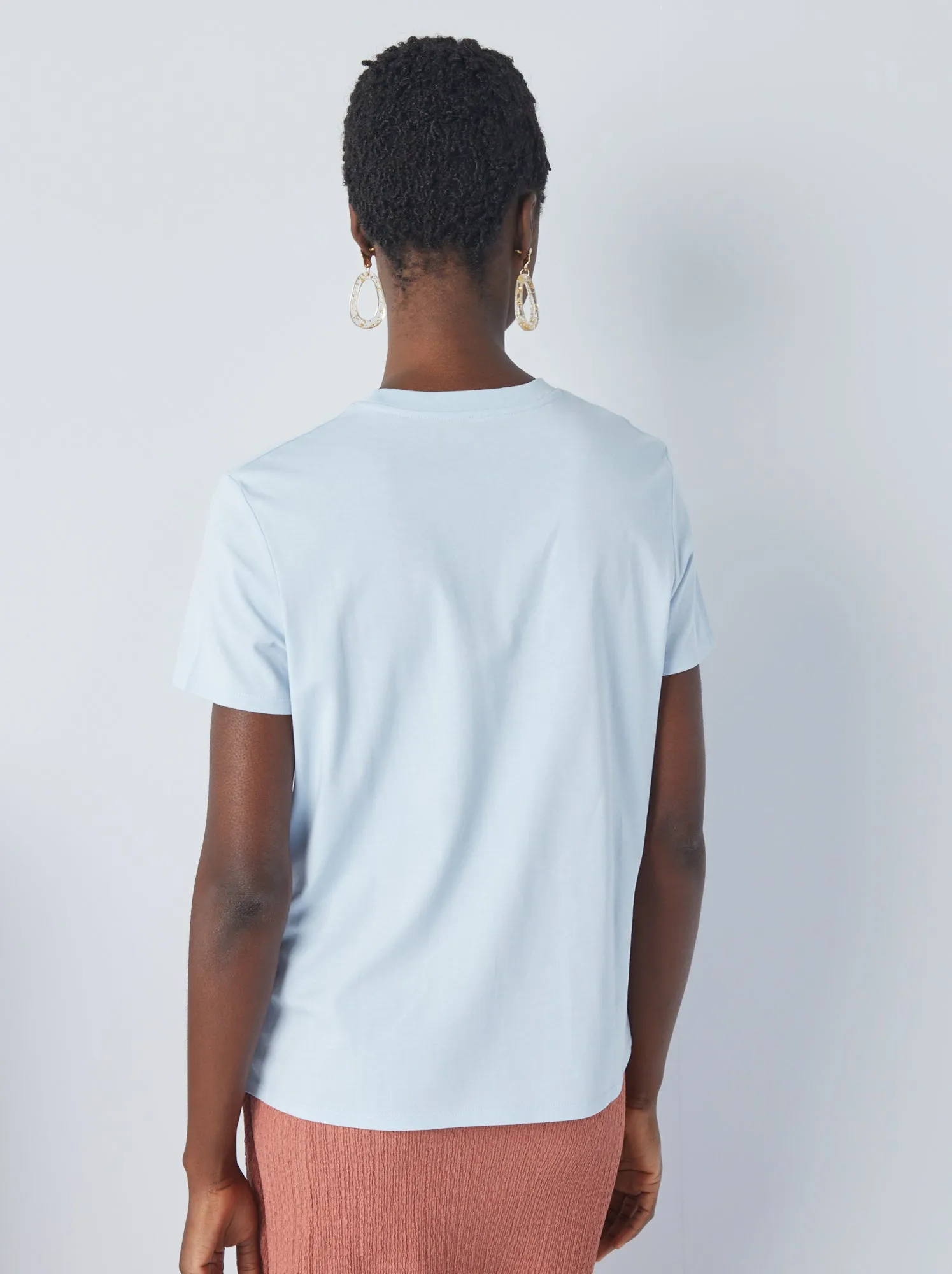 T-shirt tinta unita in jersey - BLU