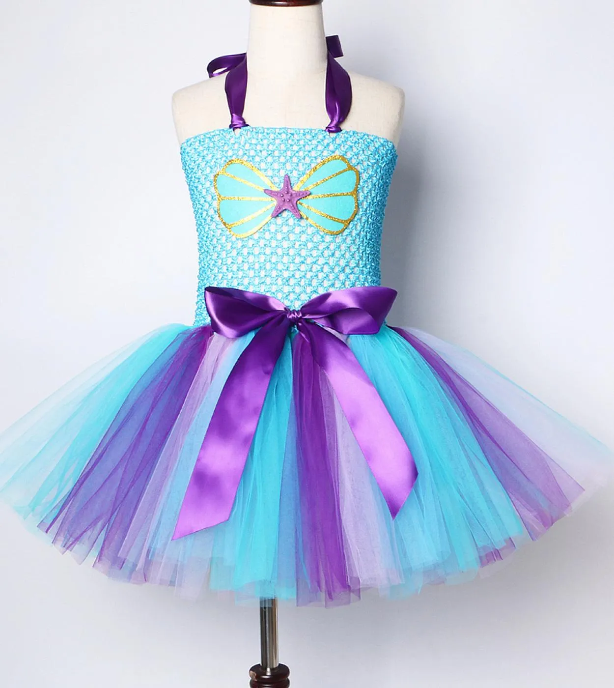 Toddler Little Mermaid Dress Girl Kids Costume di Halloween Ragazze Princess Tutu Abiti per la festa di compleanno Regalo per 1
