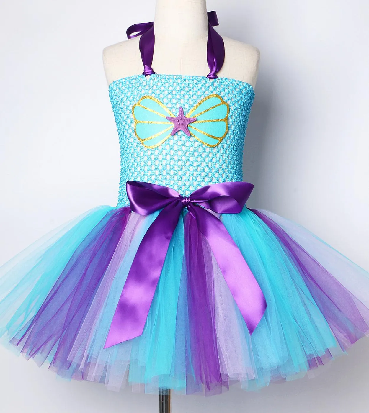 Toddler Little Mermaid Dress Girl Kids Costume di Halloween Ragazze Princess Tutu Abiti per la festa di compleanno Regalo per 1