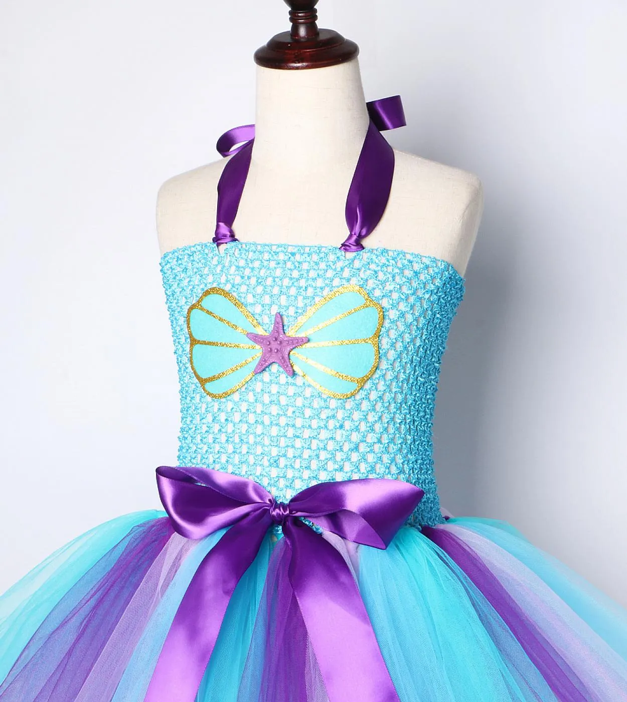 Toddler Little Mermaid Dress Girl Kids Costume di Halloween Ragazze Princess Tutu Abiti per la festa di compleanno Regalo per 1