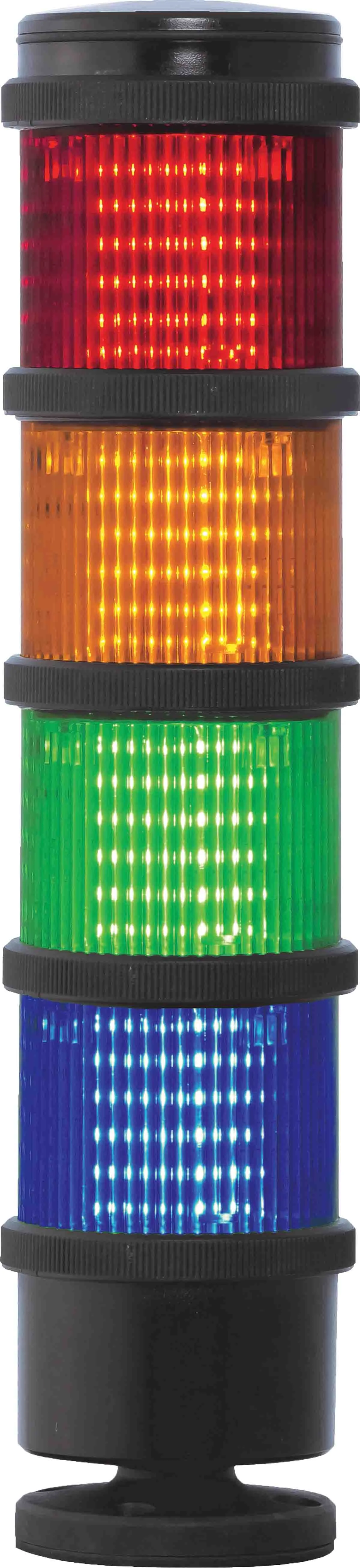 Torretta di segnalazione RS PRO, 24 V, LED, 4 elementi, lenti Rosso/Verde/Ambra/Blu