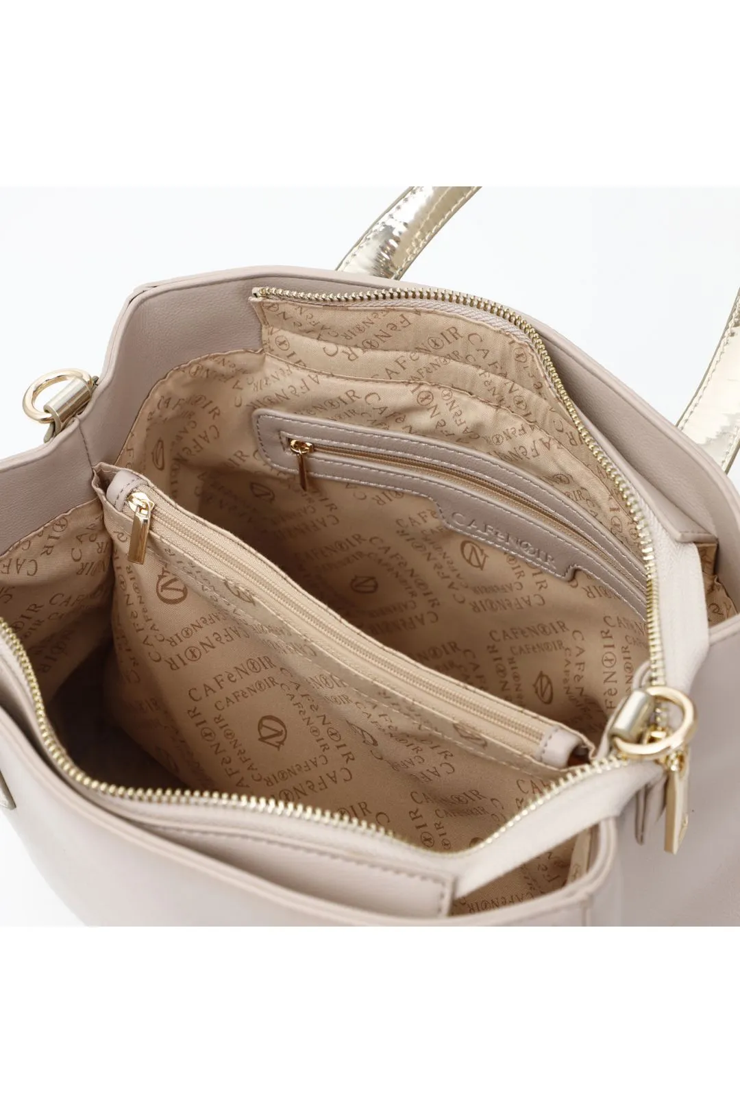 tote con dettagli in materiale specchio cipria