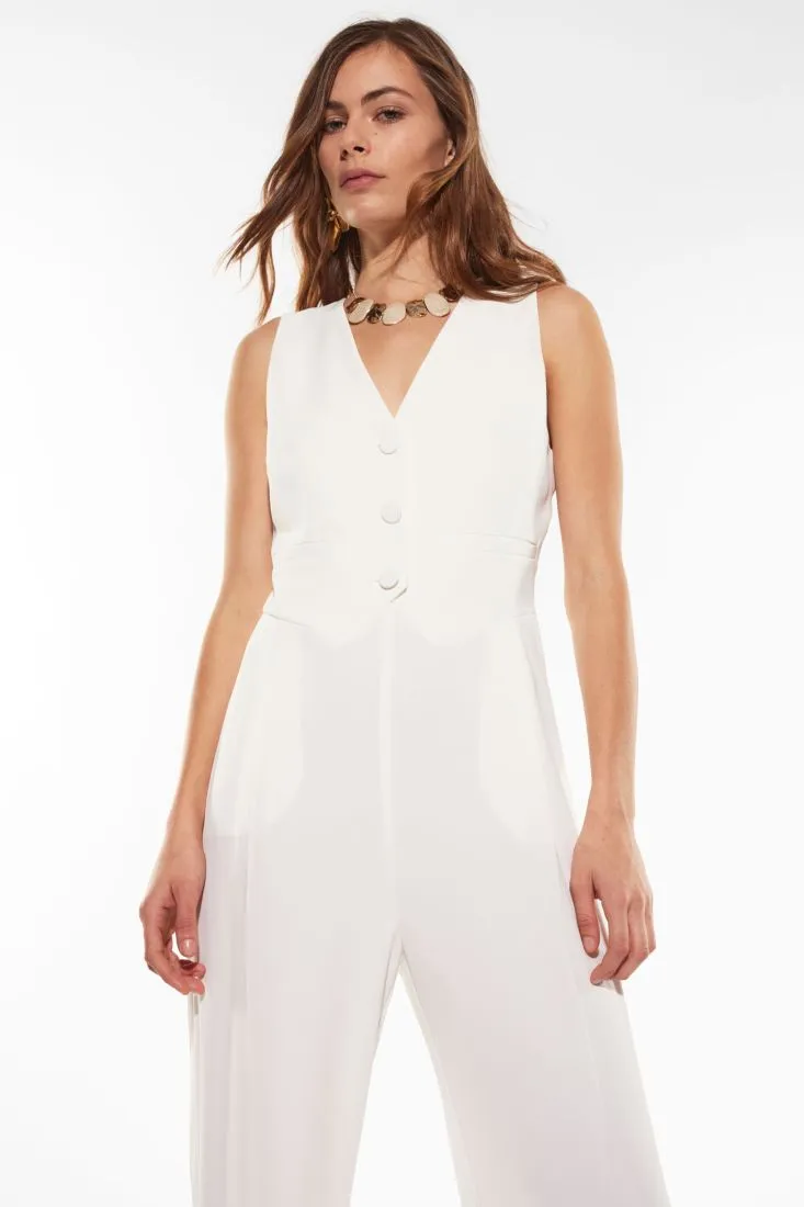 Tuta con gilet e pantaloni straight