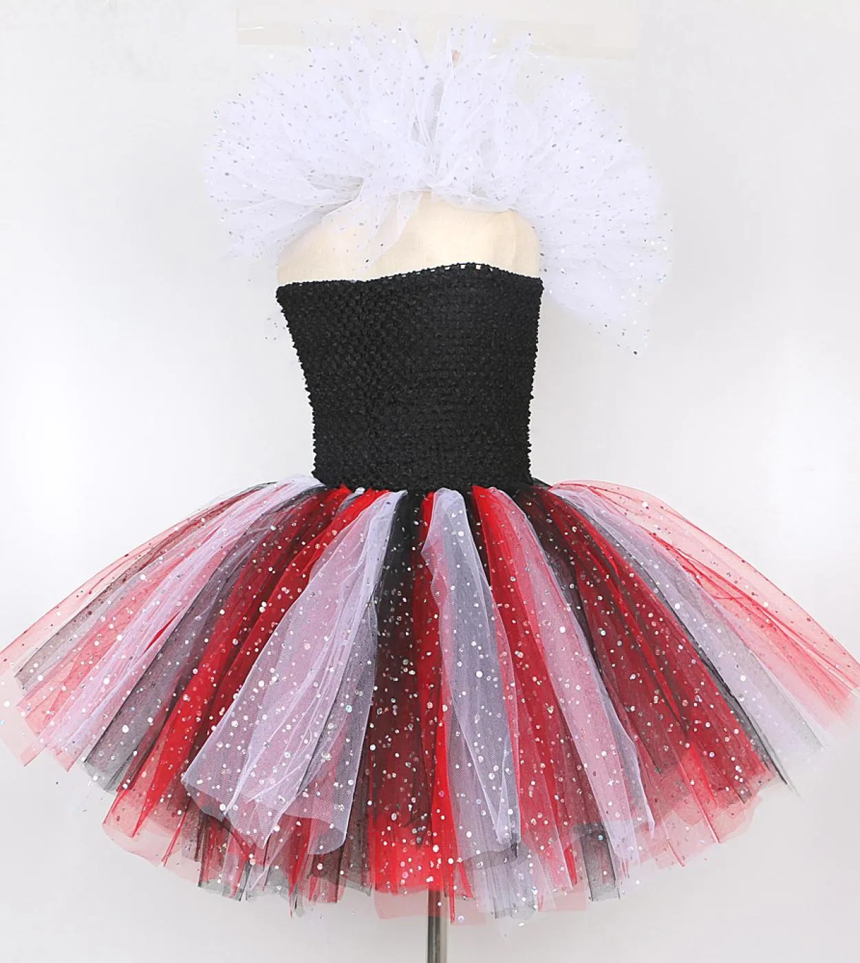 Twinkle Red Queen Of Hearts Costumes for Girls Sparkly Halloween Tutu Dress for Kids Girl Devil Witch Outfit con corona