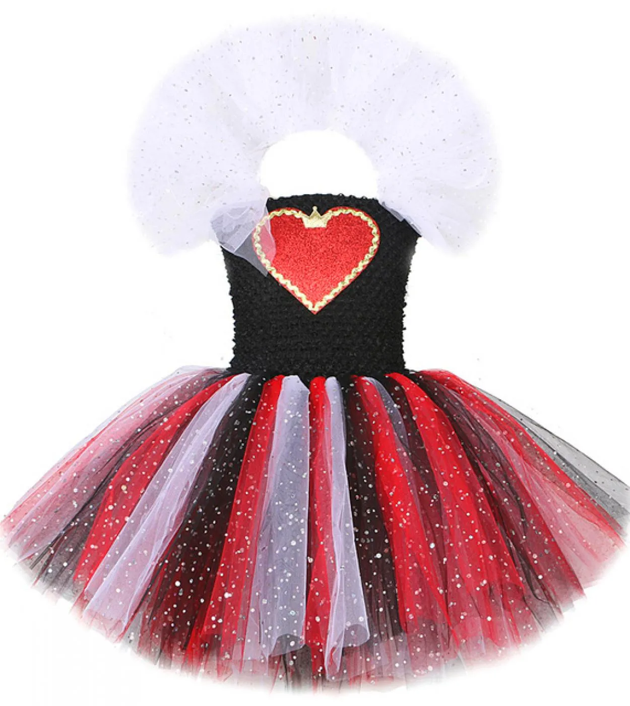 Twinkle Red Queen Of Hearts Costumes for Girls Sparkly Halloween Tutu Dress for Kids Girl Devil Witch Outfit con corona