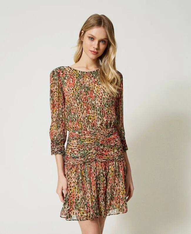 TWINSET Abito corto in creponne animalier