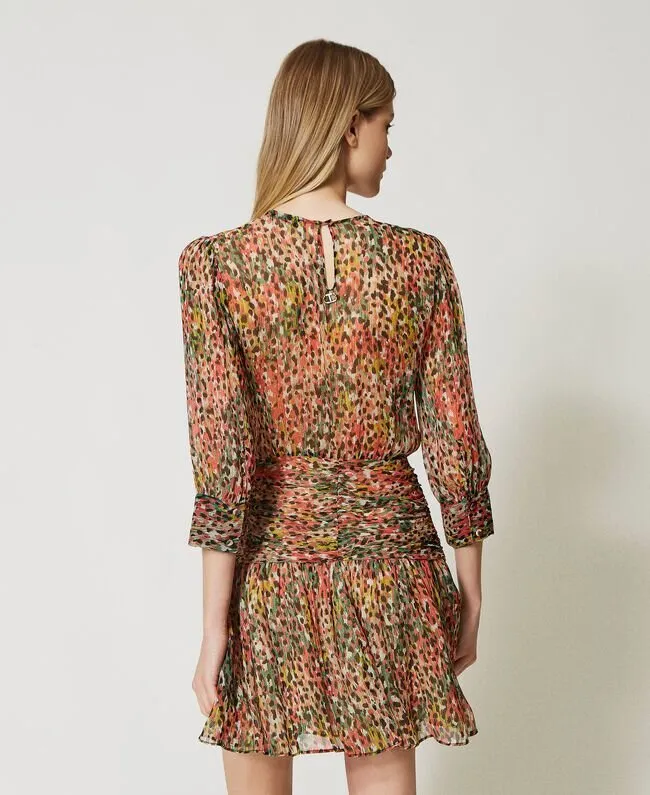 TWINSET Abito corto in creponne animalier