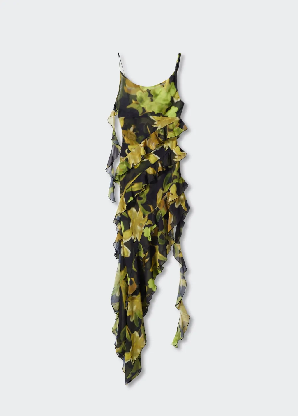 Vestito asimmetrico volant