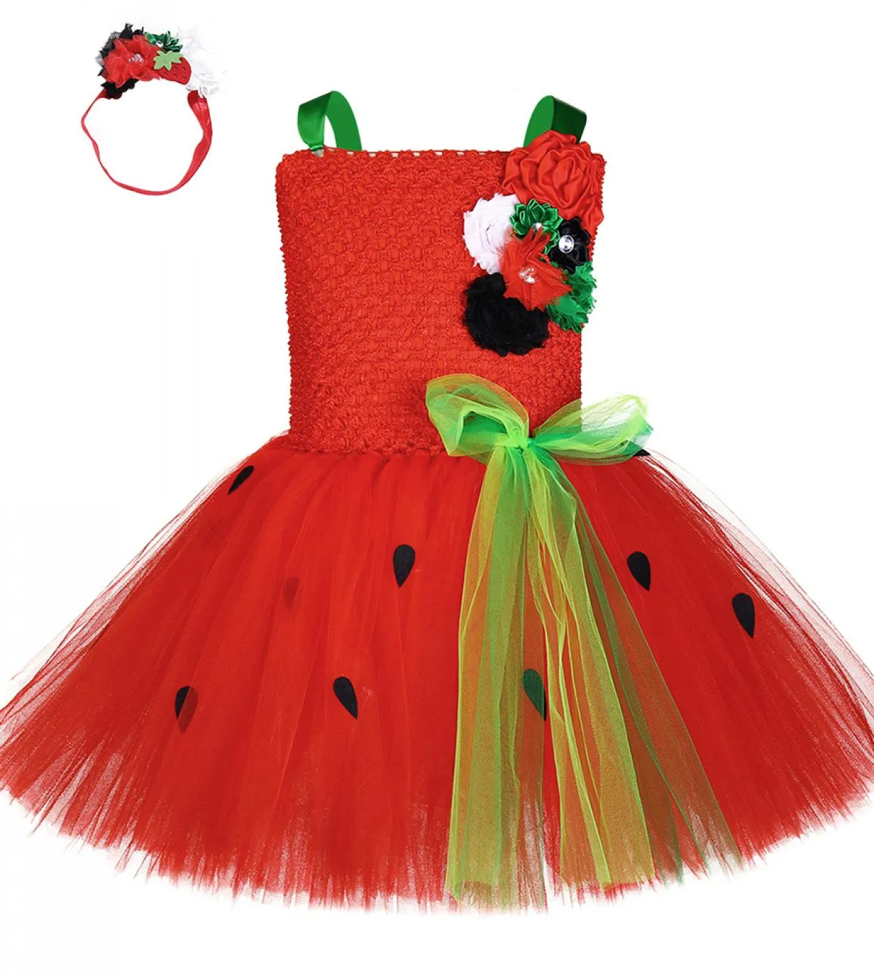 Vestito da tutu fragola per bambine per bambini Costume di Halloween per bambini Abiti natalizi per ragazze Regali di compleanno