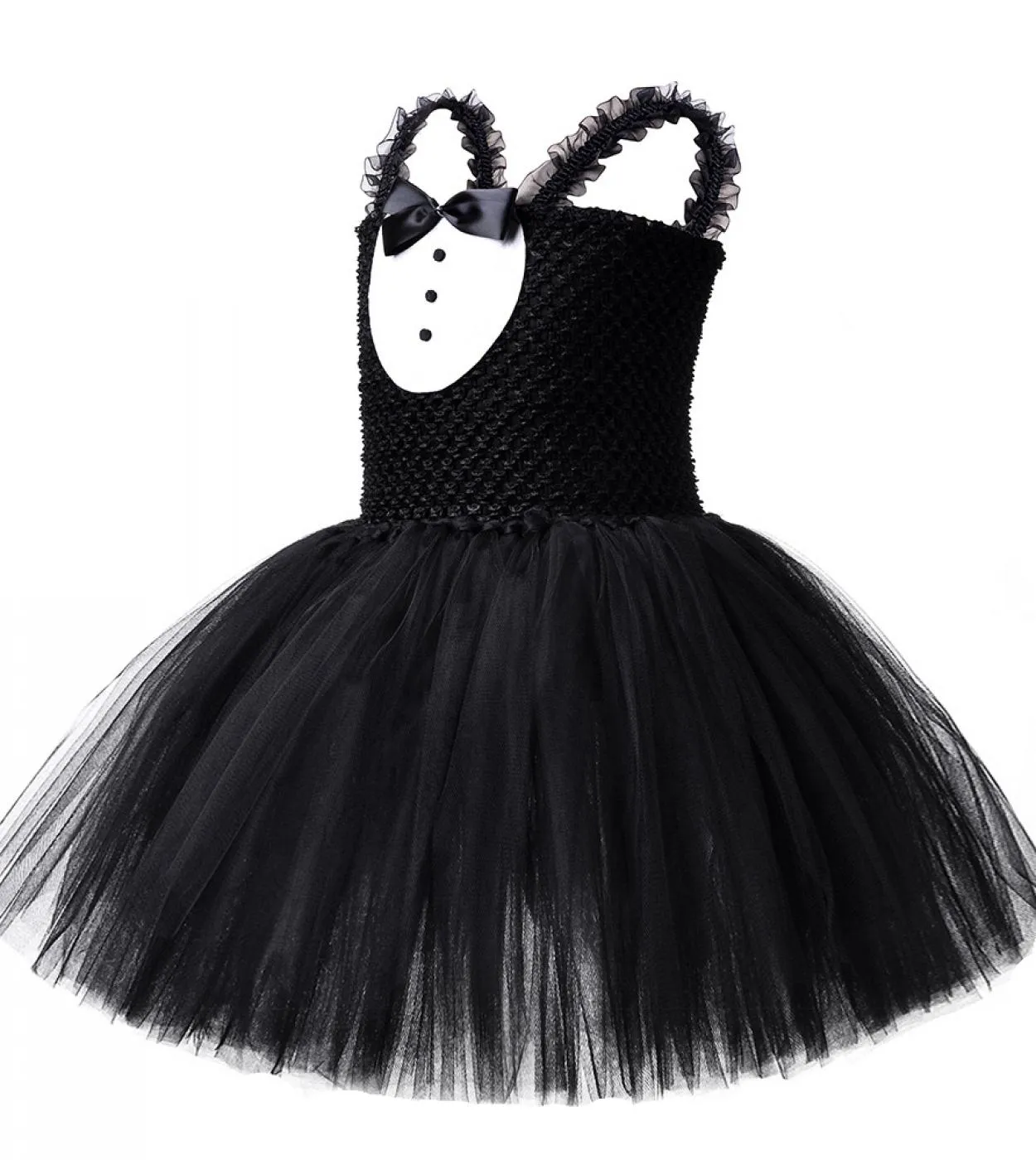 Vestito da tutu gatto nero bianco per neonate Costume di compleanno di Halloween per bambini Costume da cosplay animale per bamb