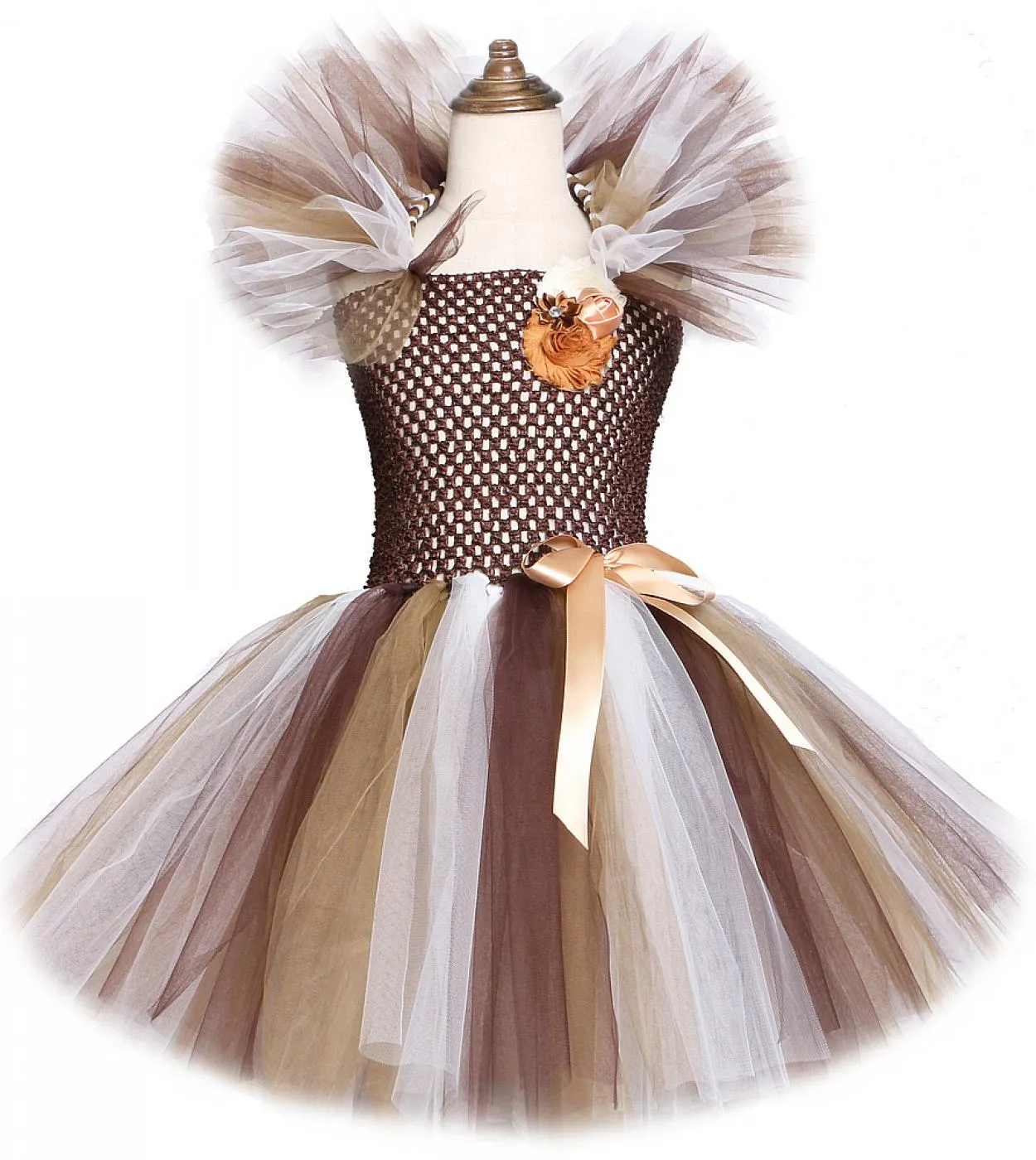 Vestito da tutu per ragazza animale marrone Costume di Halloween per bambini leone per ragazze Abiti natalizi per bambini Costum