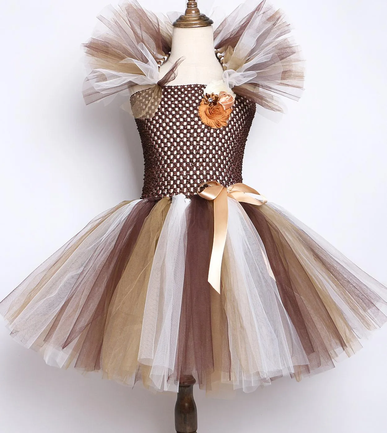 Vestito da tutu per ragazza animale marrone Costume di Halloween per bambini leone per ragazze Abiti natalizi per bambini Costum