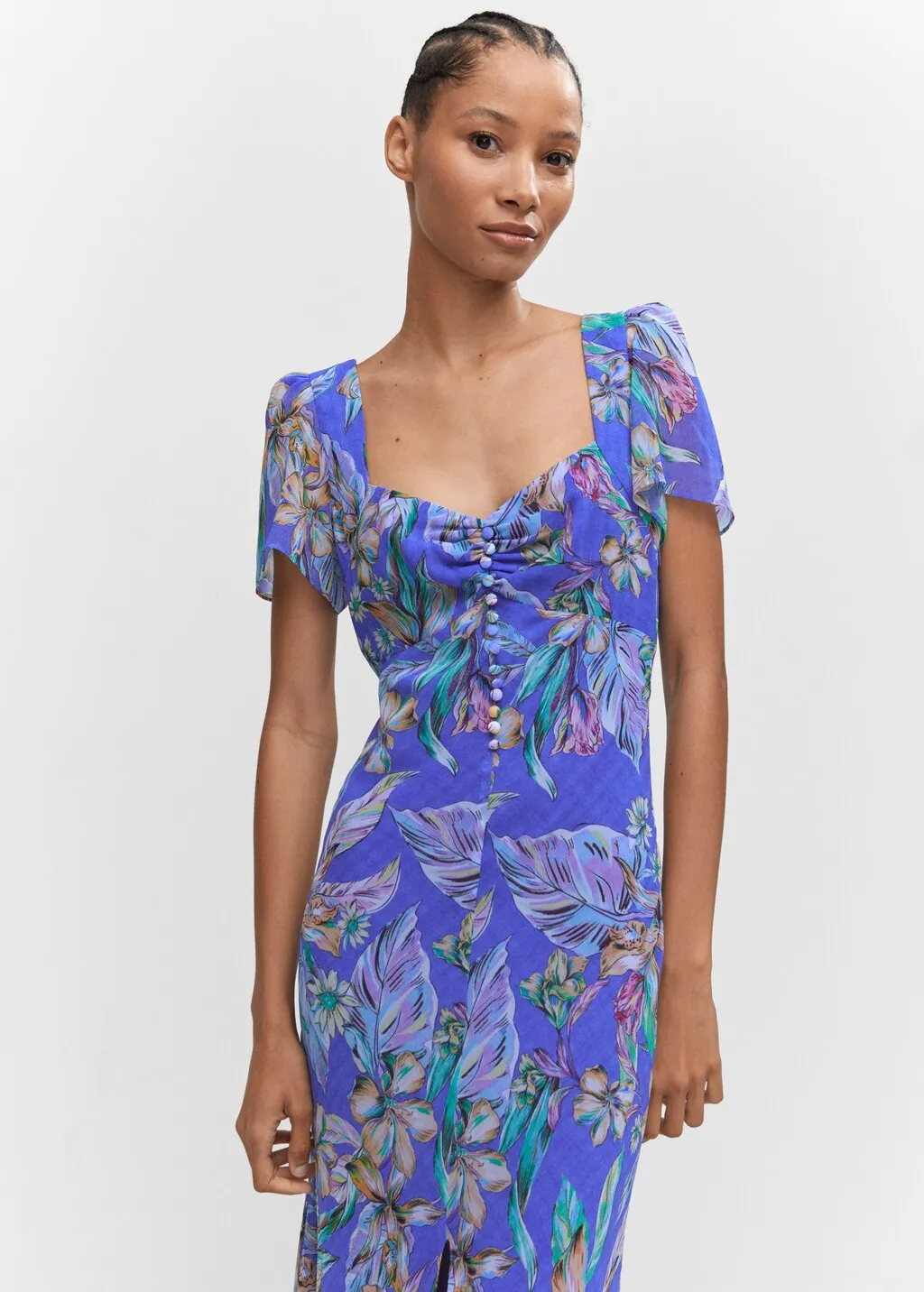 Vestito stampato spacco