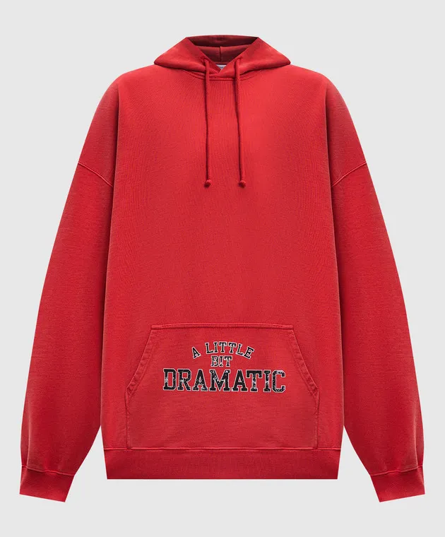 Vetements Felpa con cappuccio rossa con stampa A little bit Dramatic UA65HD440RW