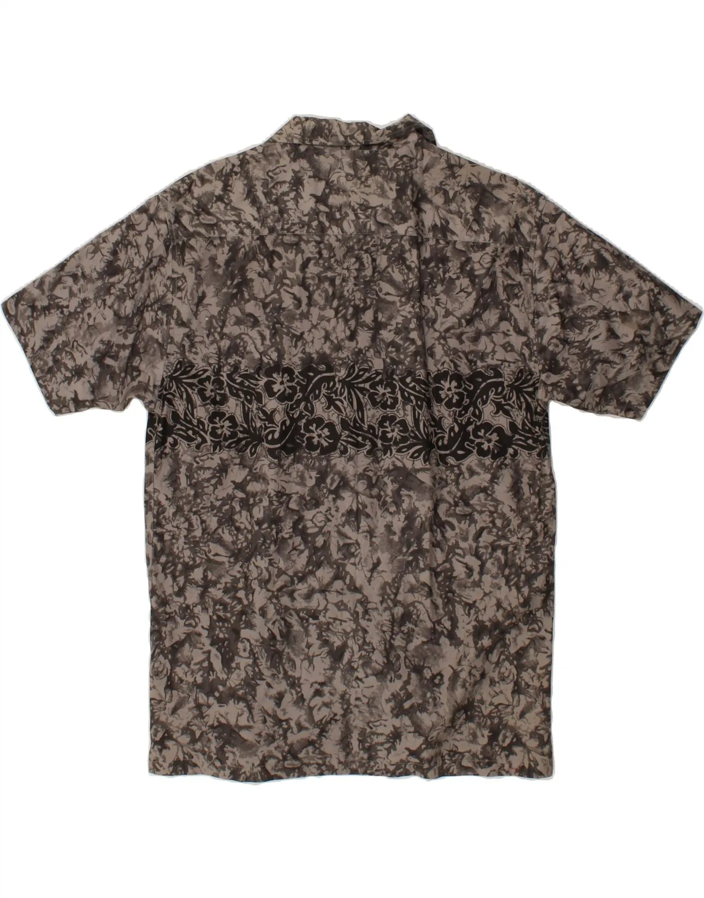 VINTAGE Mens Short Sleeve Shirt Large Grey Floral
