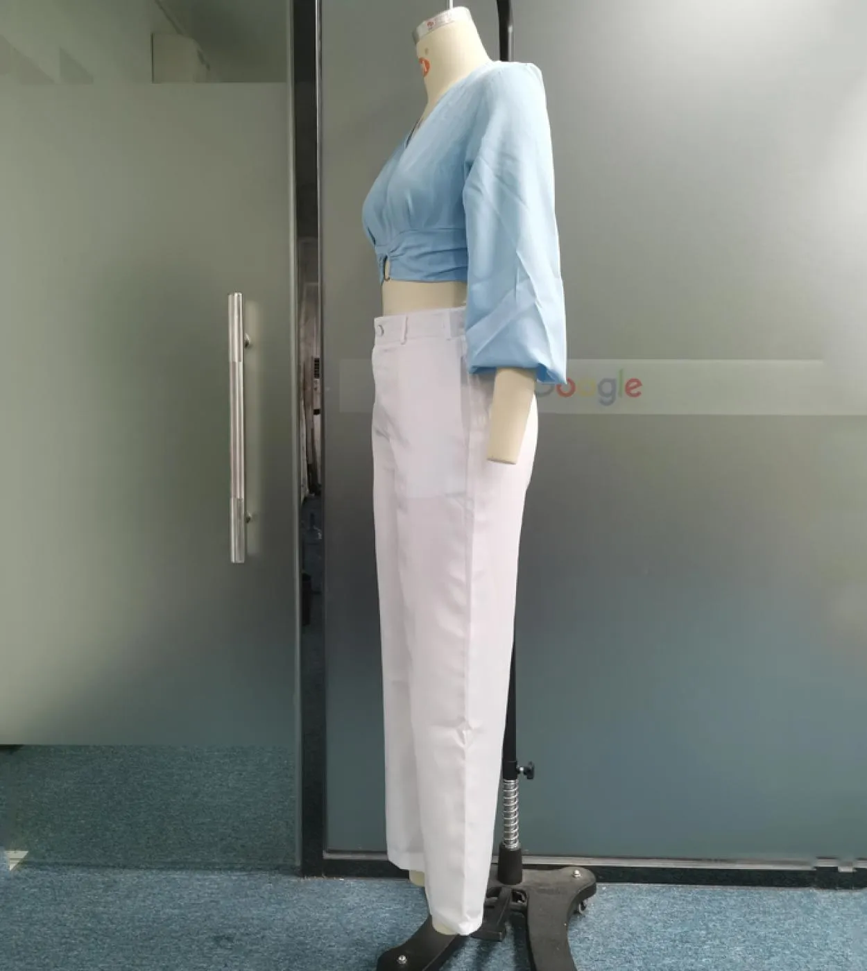 Wefads Set da donna in due pezzi Moda elegante solido Manica lunga svasata Scollo a V Ritaglio Casual con tasche Pantaloni Set H