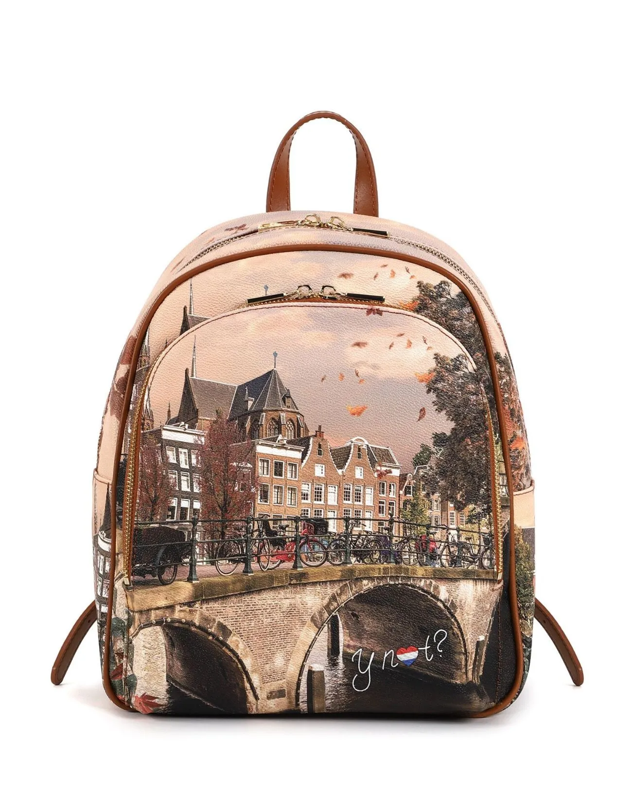 Ynot - Zaino donna grande in ecopelle stampata con tasca esterna Yesbag | Studioarch.com