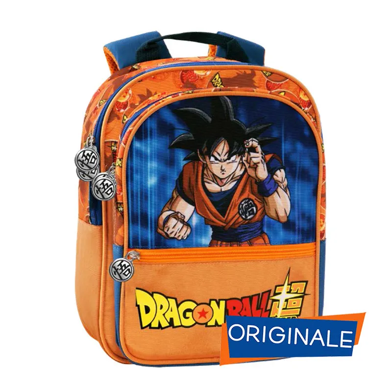 ZAINO ASILO DRAGON BALL ORIGINAL ORGANIZZATO 3 ZIP 30X23X10+4CM IDEALE PER PICCOLE GITE.PANINI SCUOLA ITALY