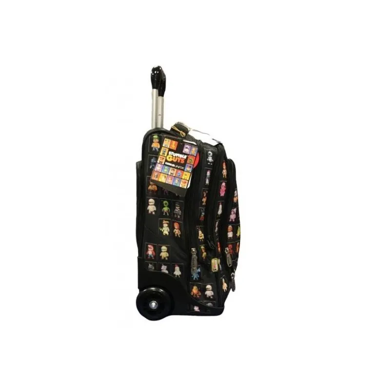ZAINO DREAM ALL BLACK TROLLEY SCUOLA +LIBRICARD STUMBLE GUYS 35X22X47CM 2 ZIP NERO CON STAMPA PERSONAGGI TINTA UNITA