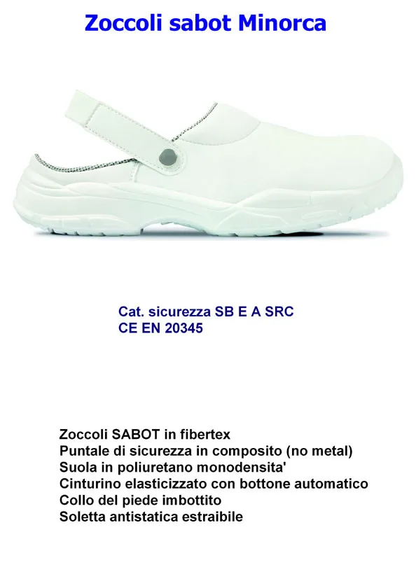 ZOCCOLI ANTINFORTUNISTICI ALIMENTARE SABOT MINORCA BIANCO
