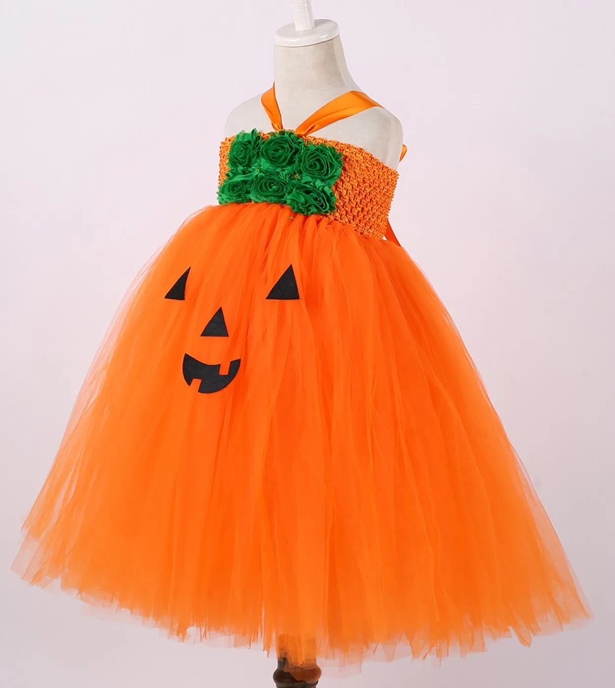 Zucca Abiti di Halloween per ragazze Costume da strega per bambini Festa di carnevale Vestito lungo da tutu Vestito da cosplay p