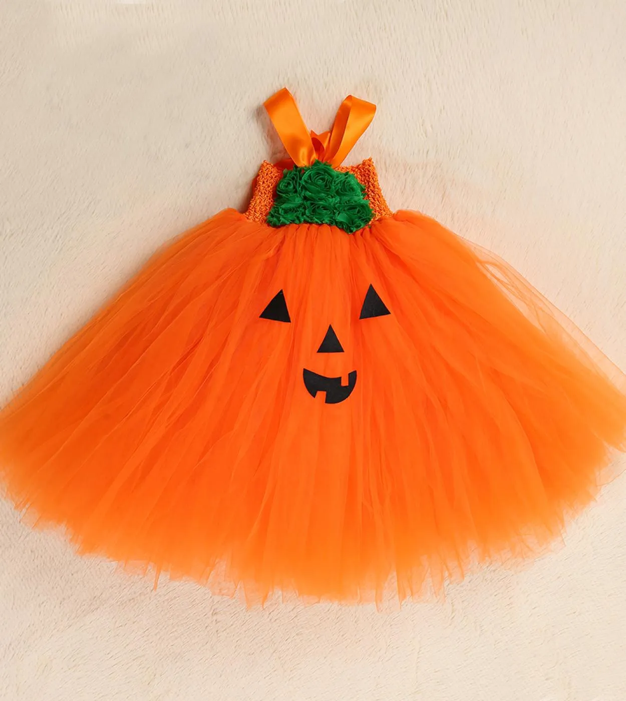 Zucca Abiti di Halloween per ragazze Costume da strega per bambini Festa di carnevale Vestito lungo da tutu Vestito da cosplay p