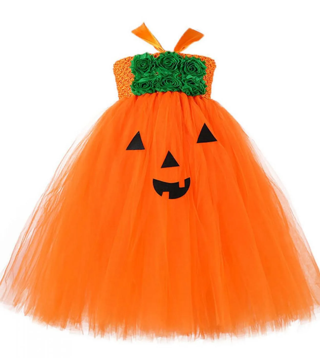 Zucca Abiti di Halloween per ragazze Costume da strega per bambini Festa di carnevale Vestito lungo da tutu Vestito da cosplay p